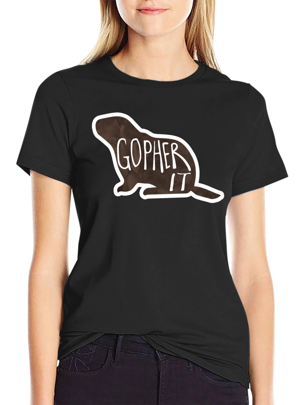 Gopher It Graphic Tee - Black Cotton T-Shirt