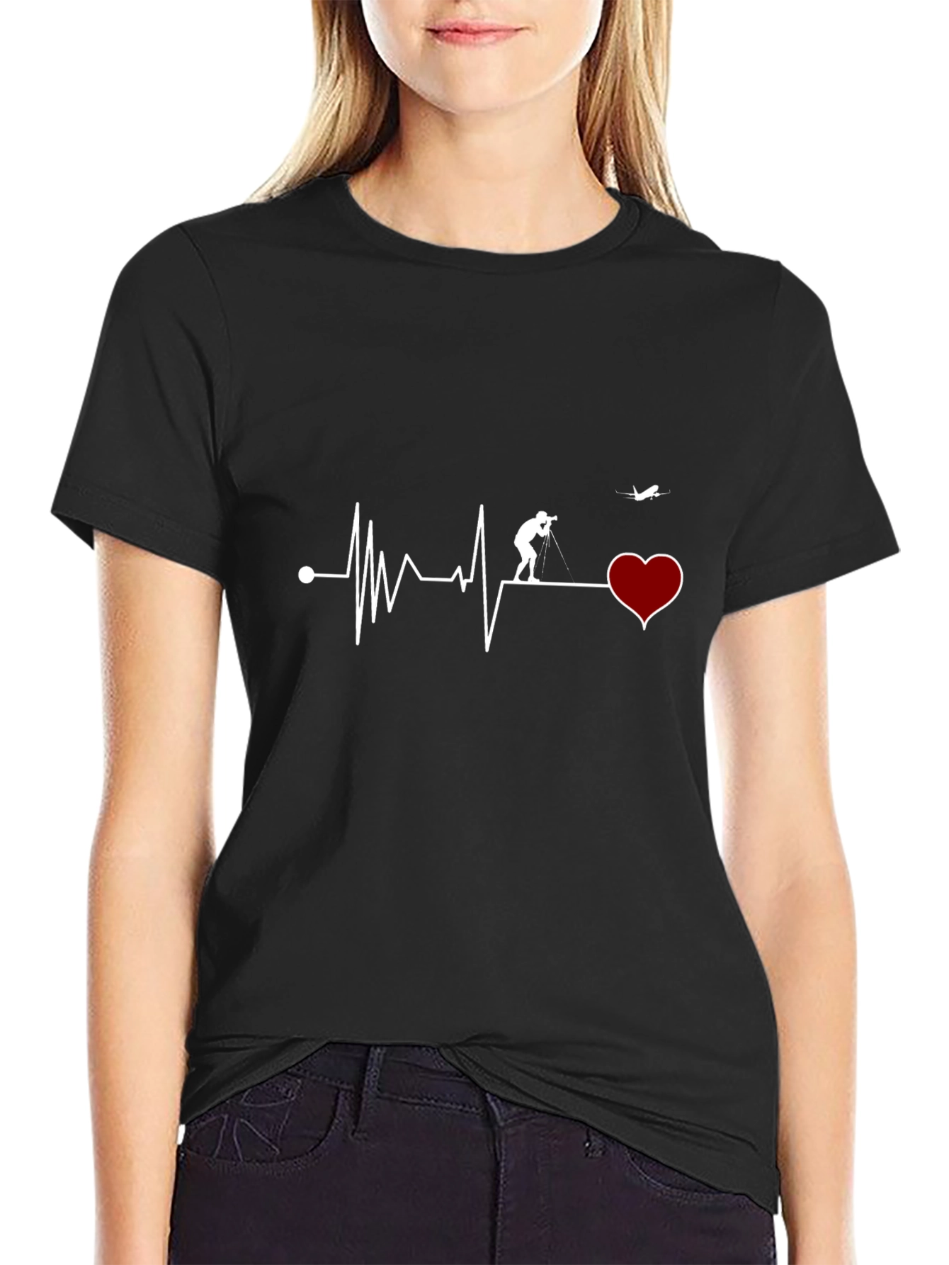 Heartbeat Photographer T-Shirt - Black