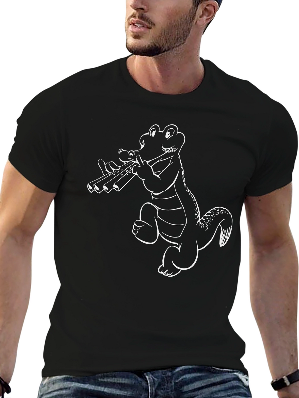 Cool Gator Panpipes T-Shirt - Black