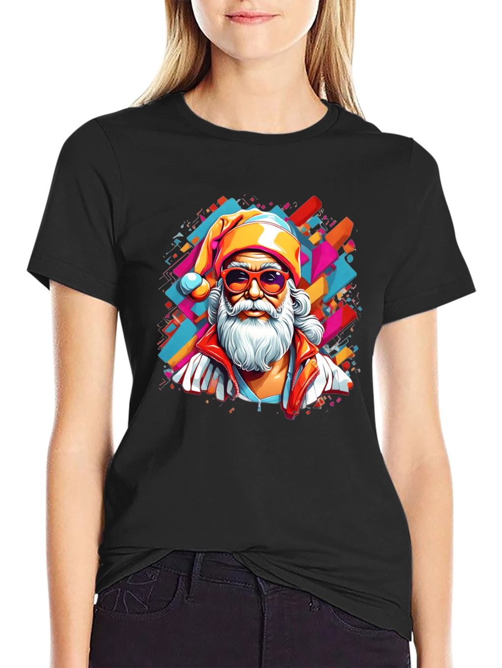 Cool Santa Graphic Tee - Black