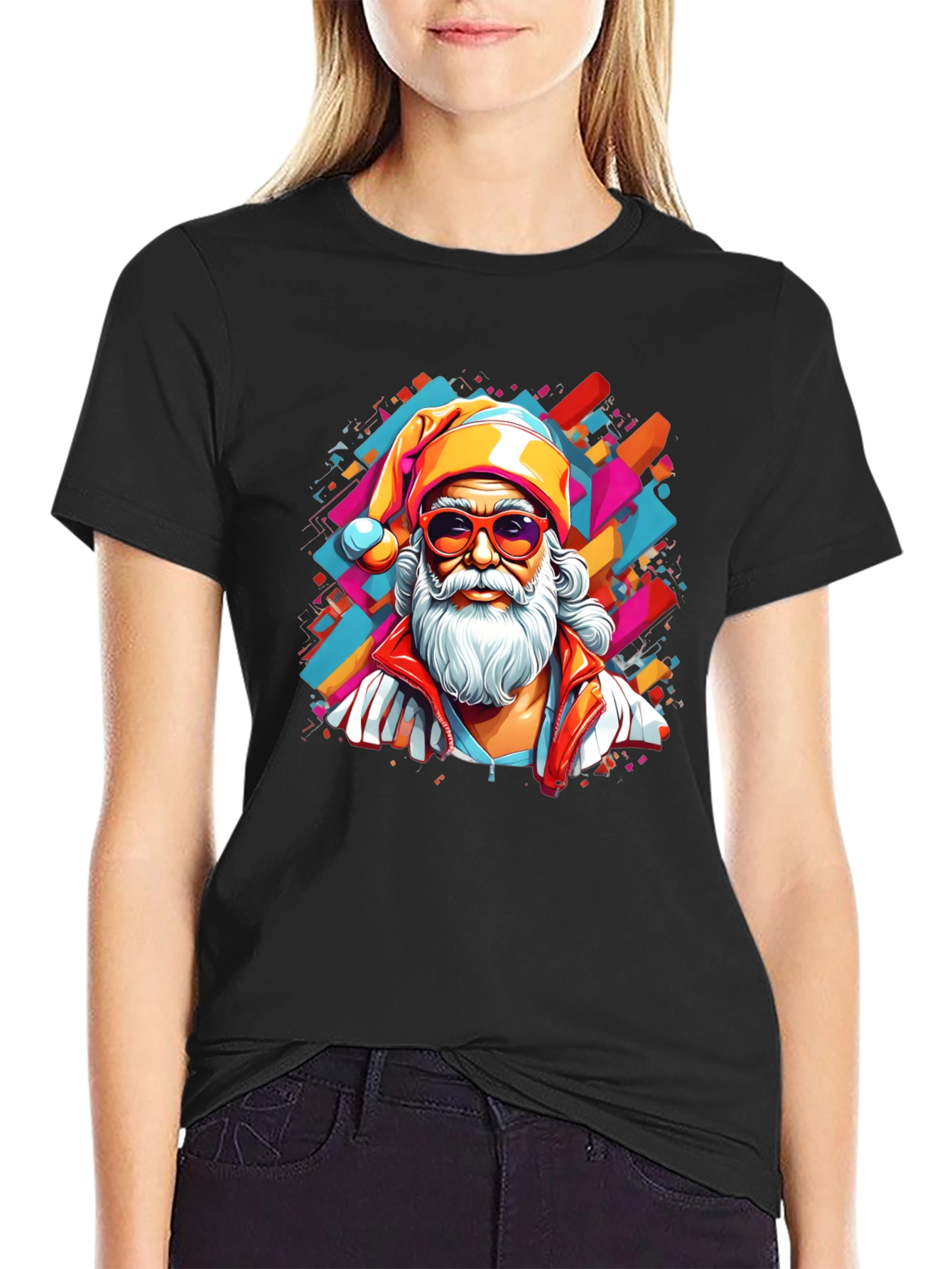 Cool Santa Graphic Tee - Black