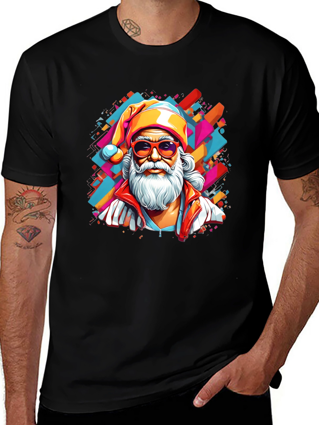 Cool Santa Graphic Tee - Black