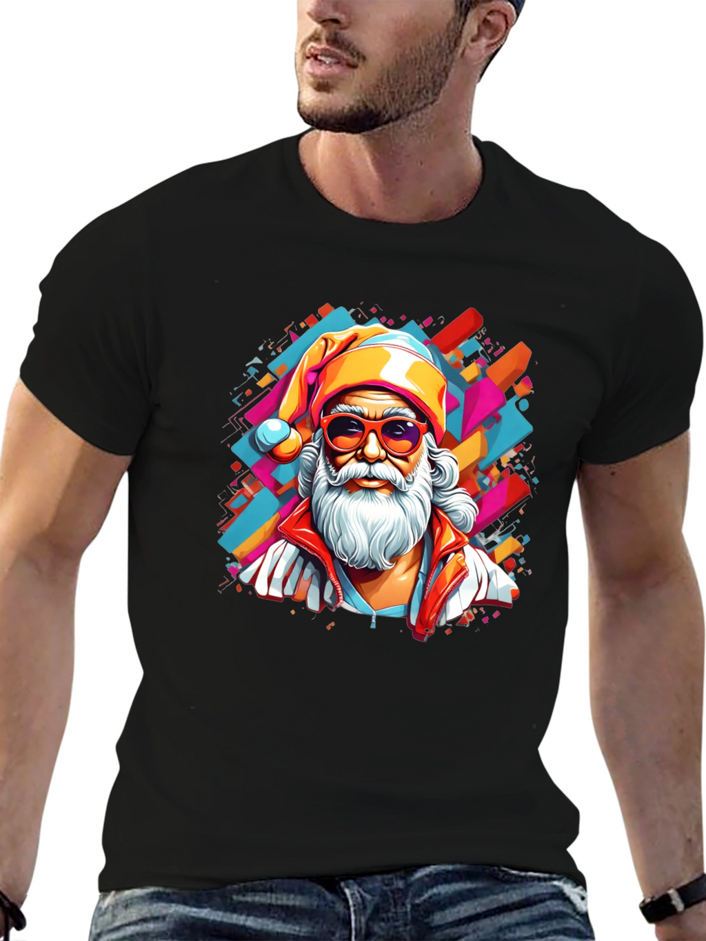 Cool Santa Graphic Tee - Black