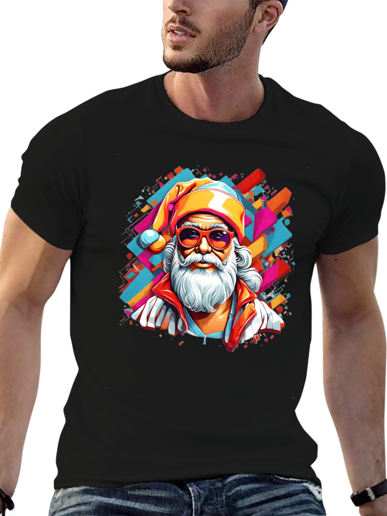 Cool Santa Graphic Tee - Black
