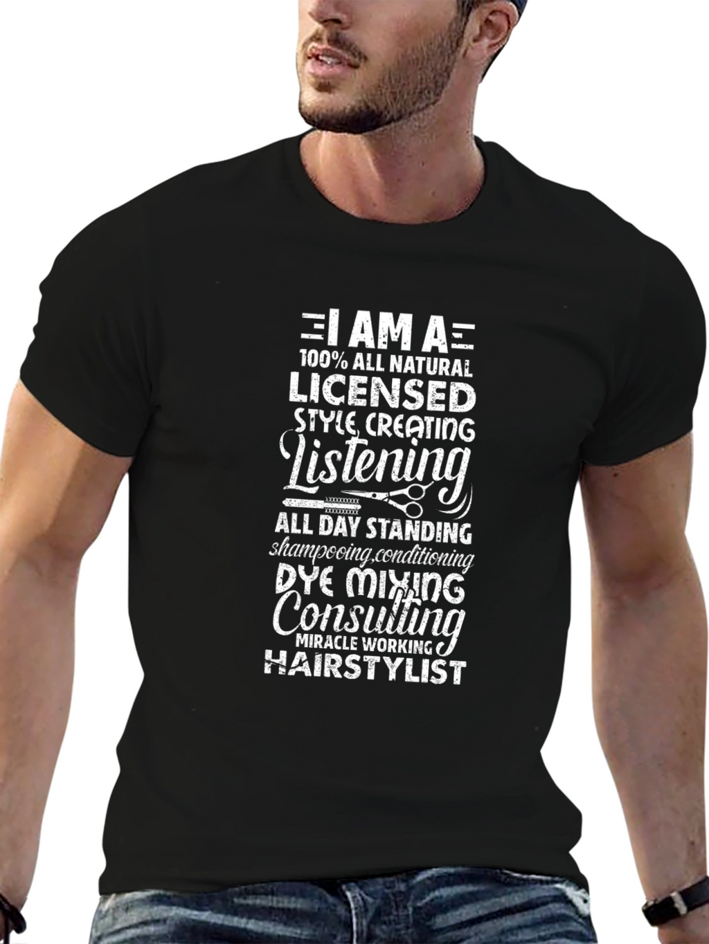 Hairstylist Graphic Tee - Natural Licensed Style