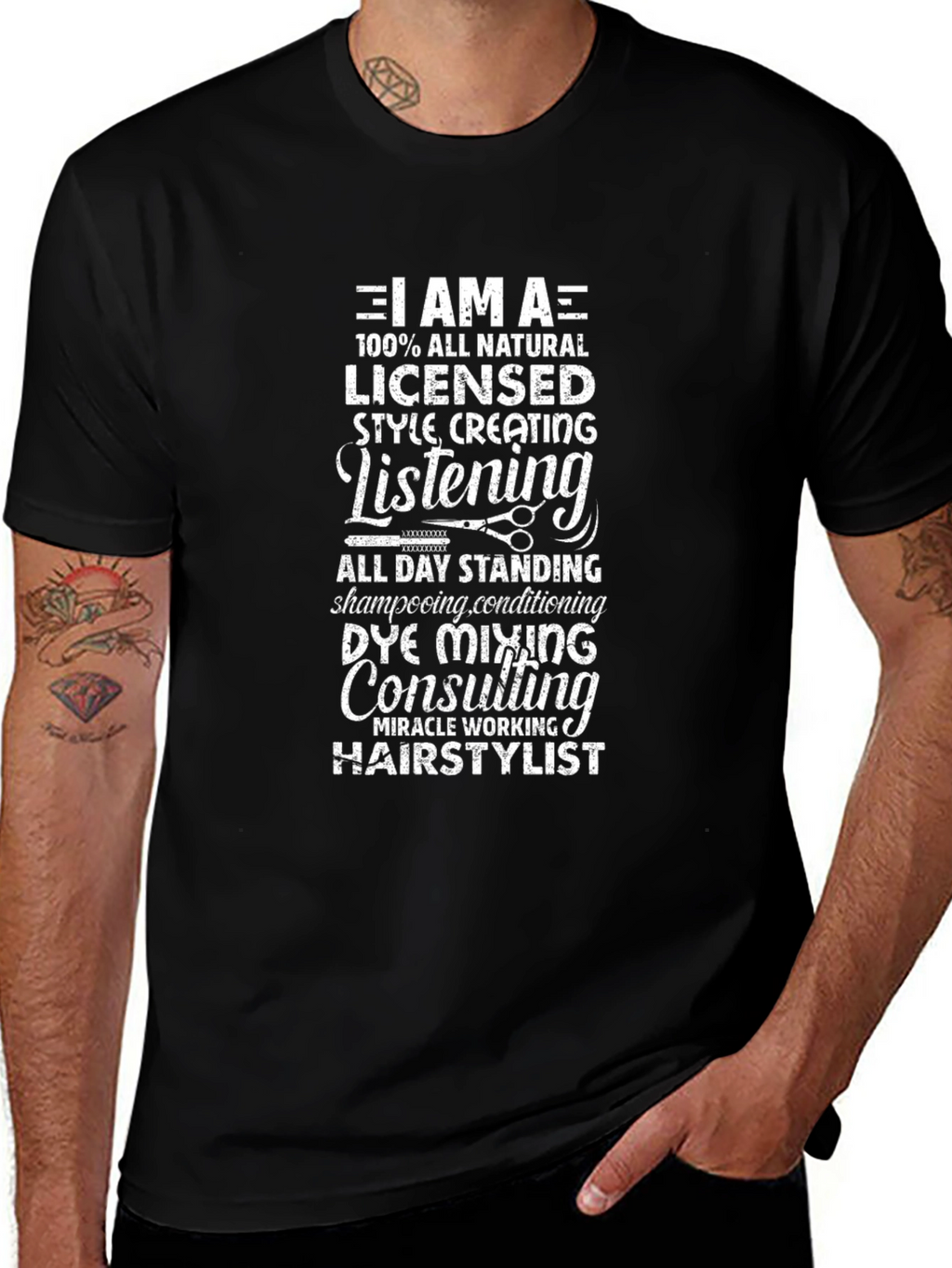 Hairstylist Graphic Tee - Natural Licensed Style