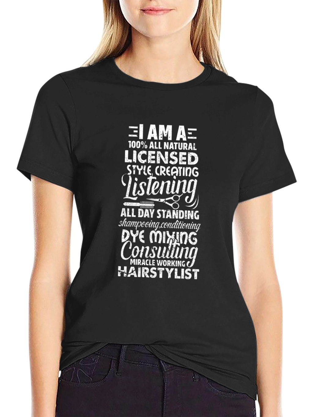 Hairstylist Graphic Tee - Natural Licensed Style