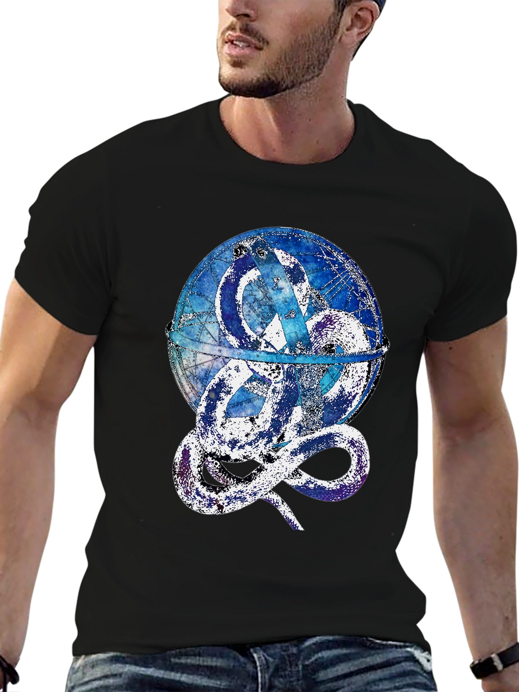 Serpent Globe Graphic Tee - Mens Black T-Shirt
