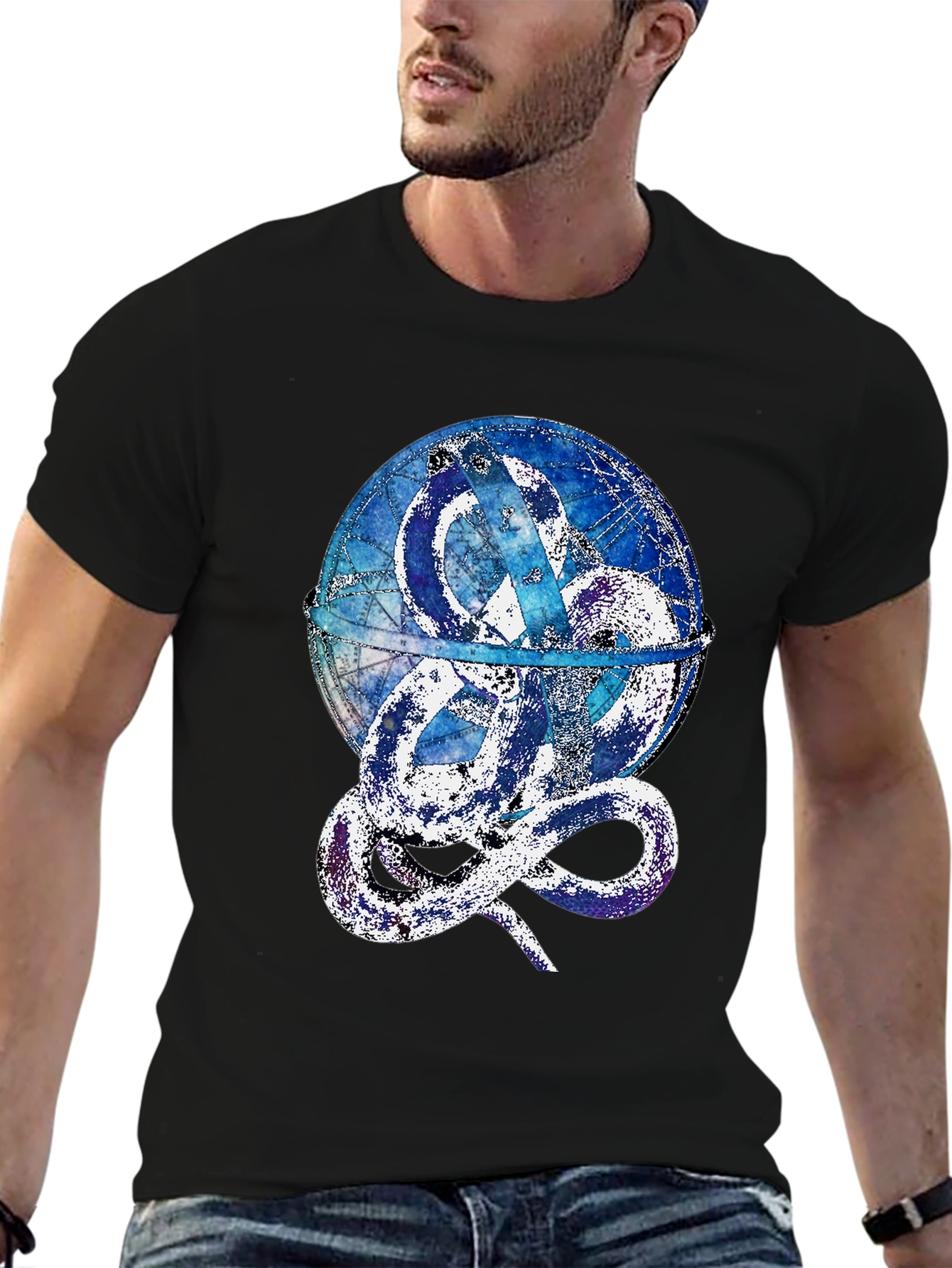 Serpent Globe Graphic Tee - Mens Black T-Shirt