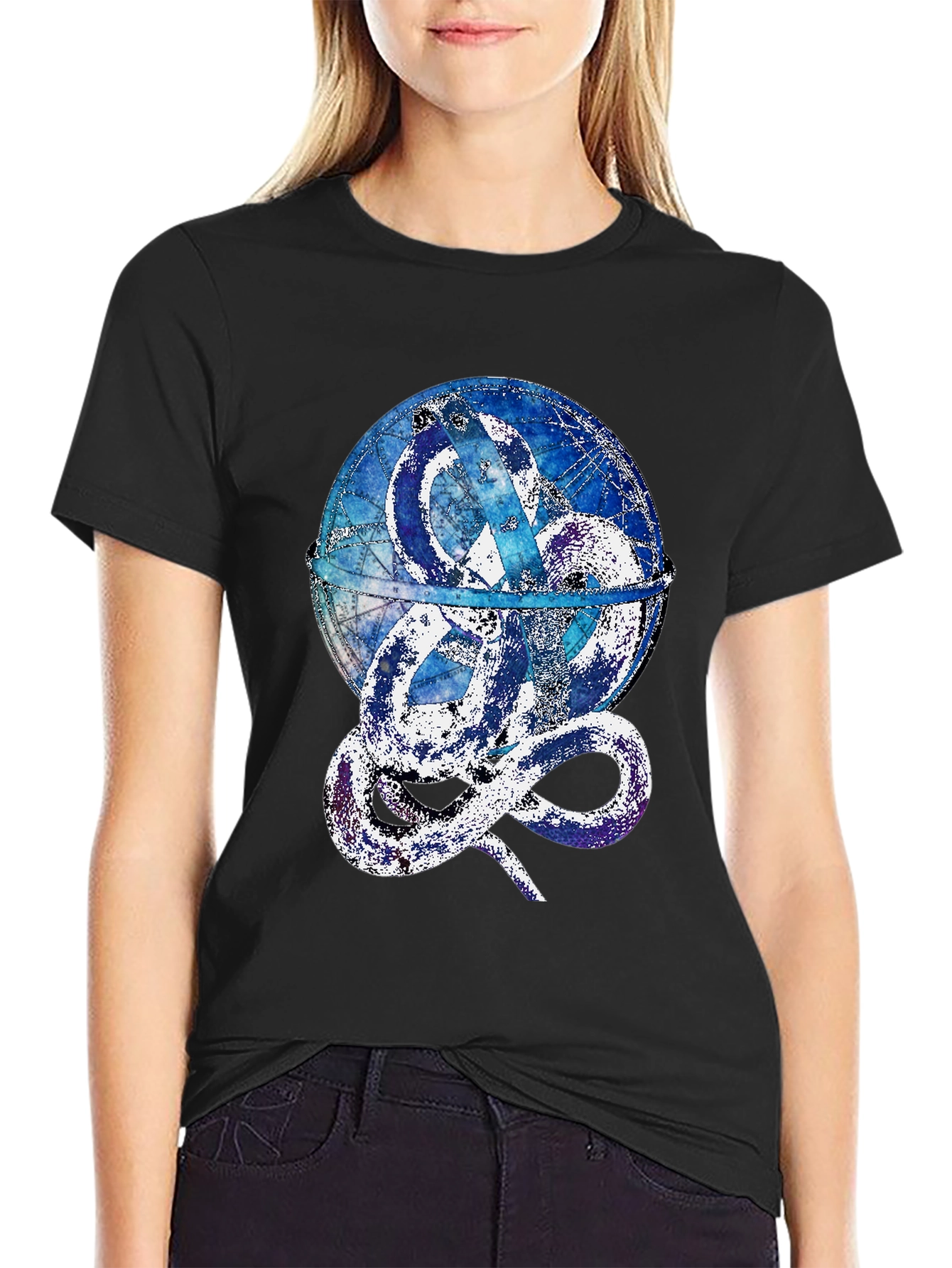 Serpent Globe Graphic Tee - Mens Black T-Shirt