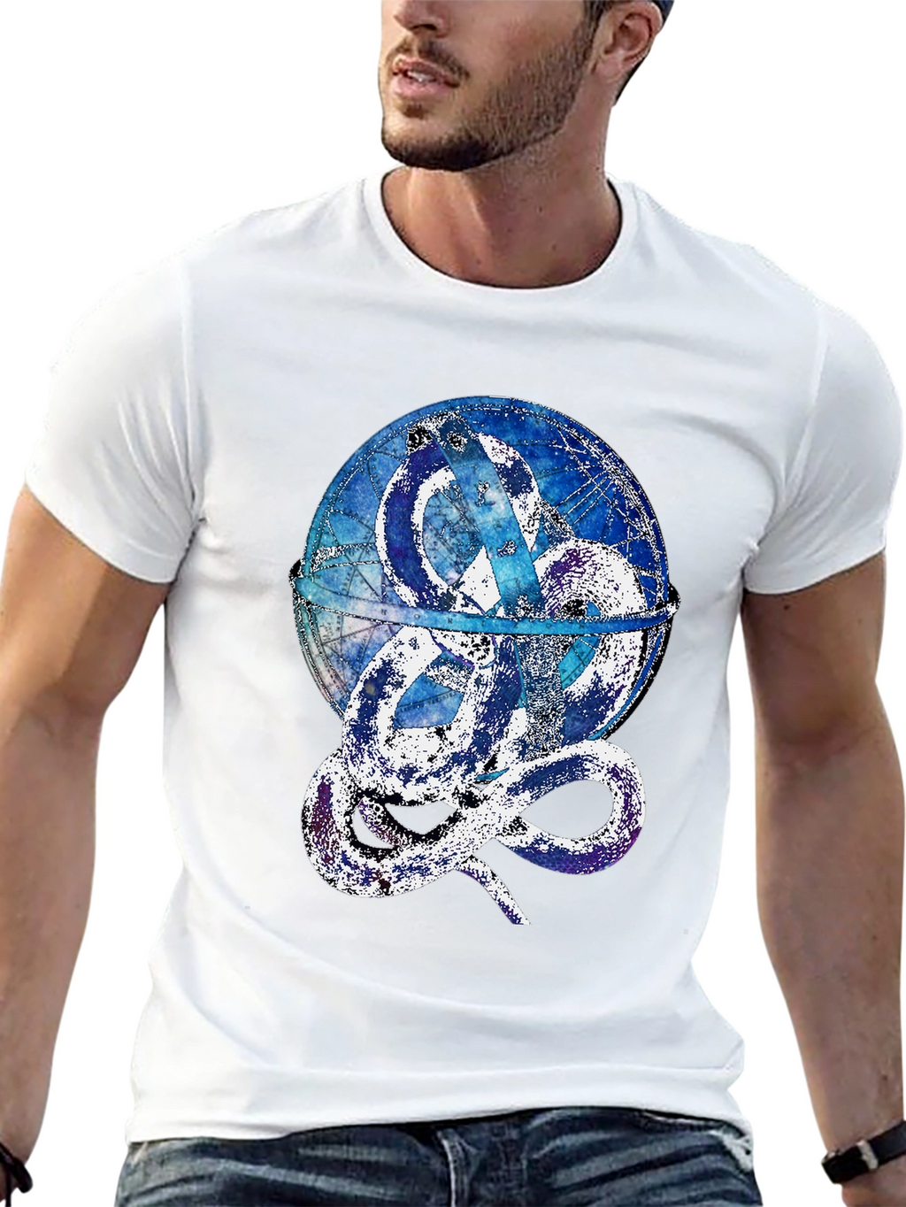Serpent Globe Graphic Tee - Mens Black T-Shirt