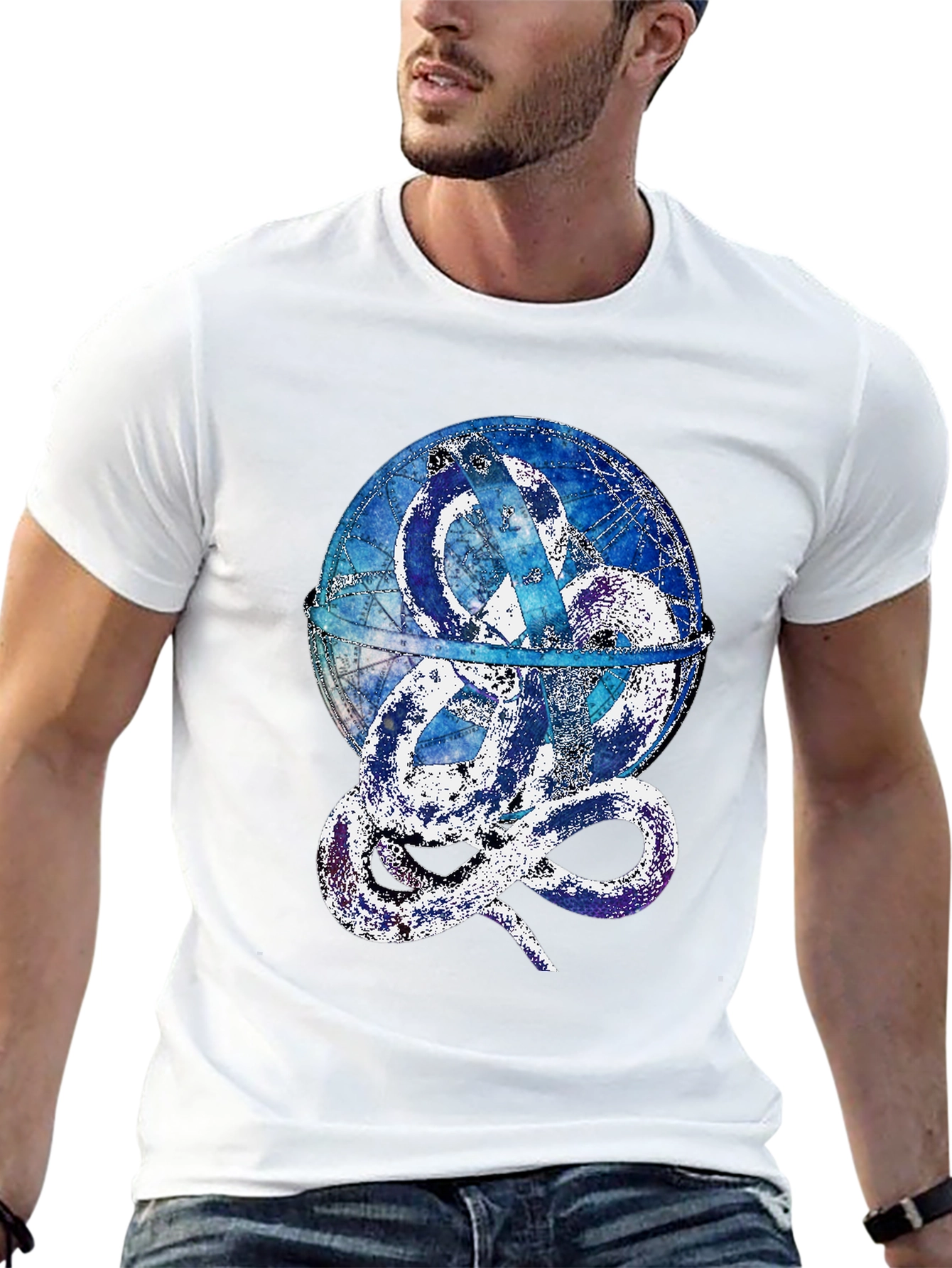 Serpent Globe Graphic Tee - Mens Black T-Shirt