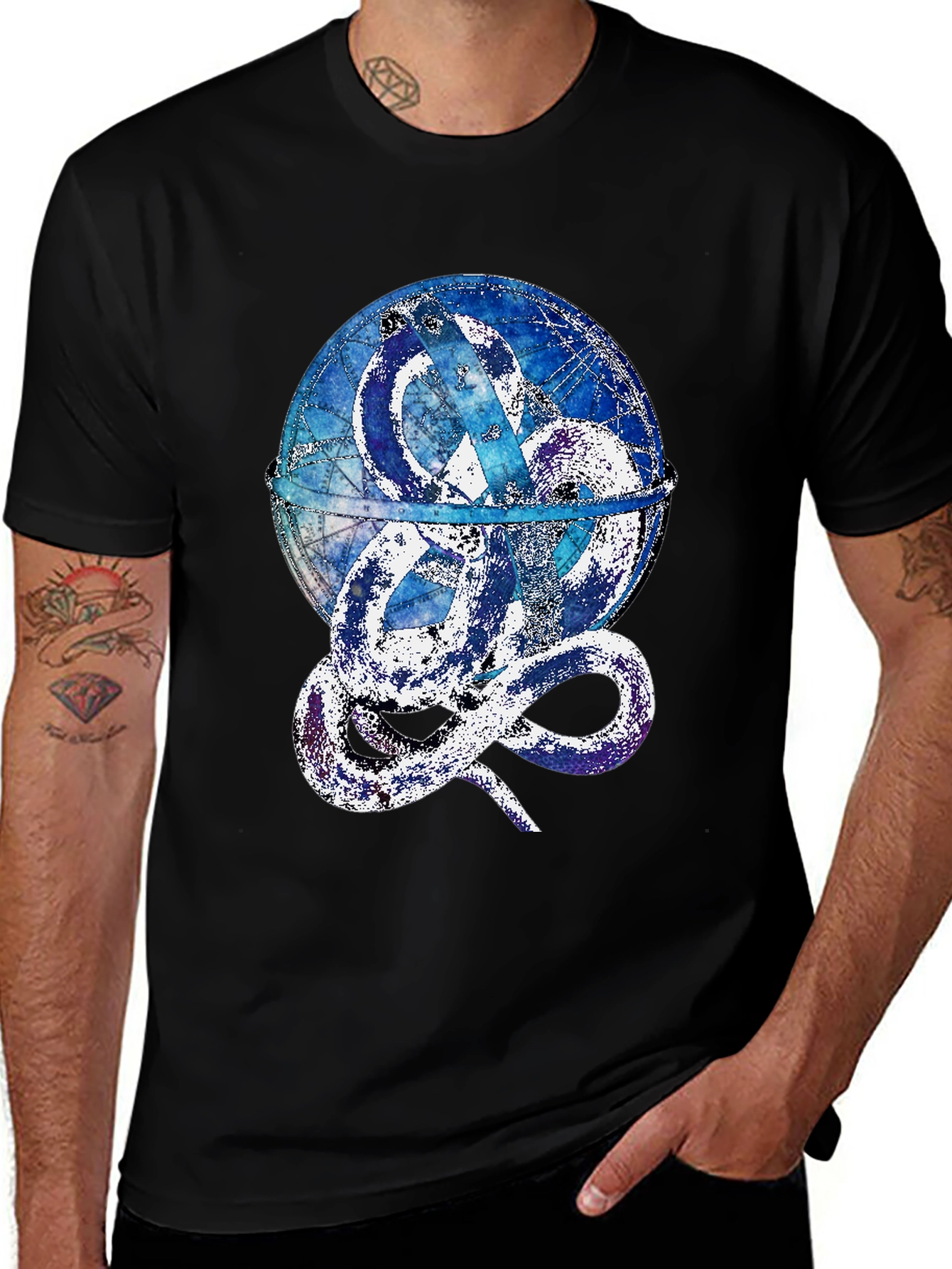 Serpent Globe Graphic Tee - Mens Black T-Shirt