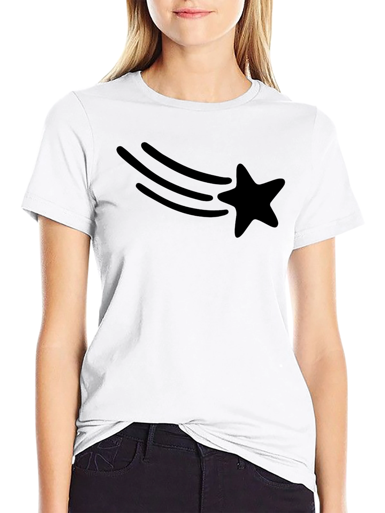 Stylish Black T-Shirt with Shooting Star Design