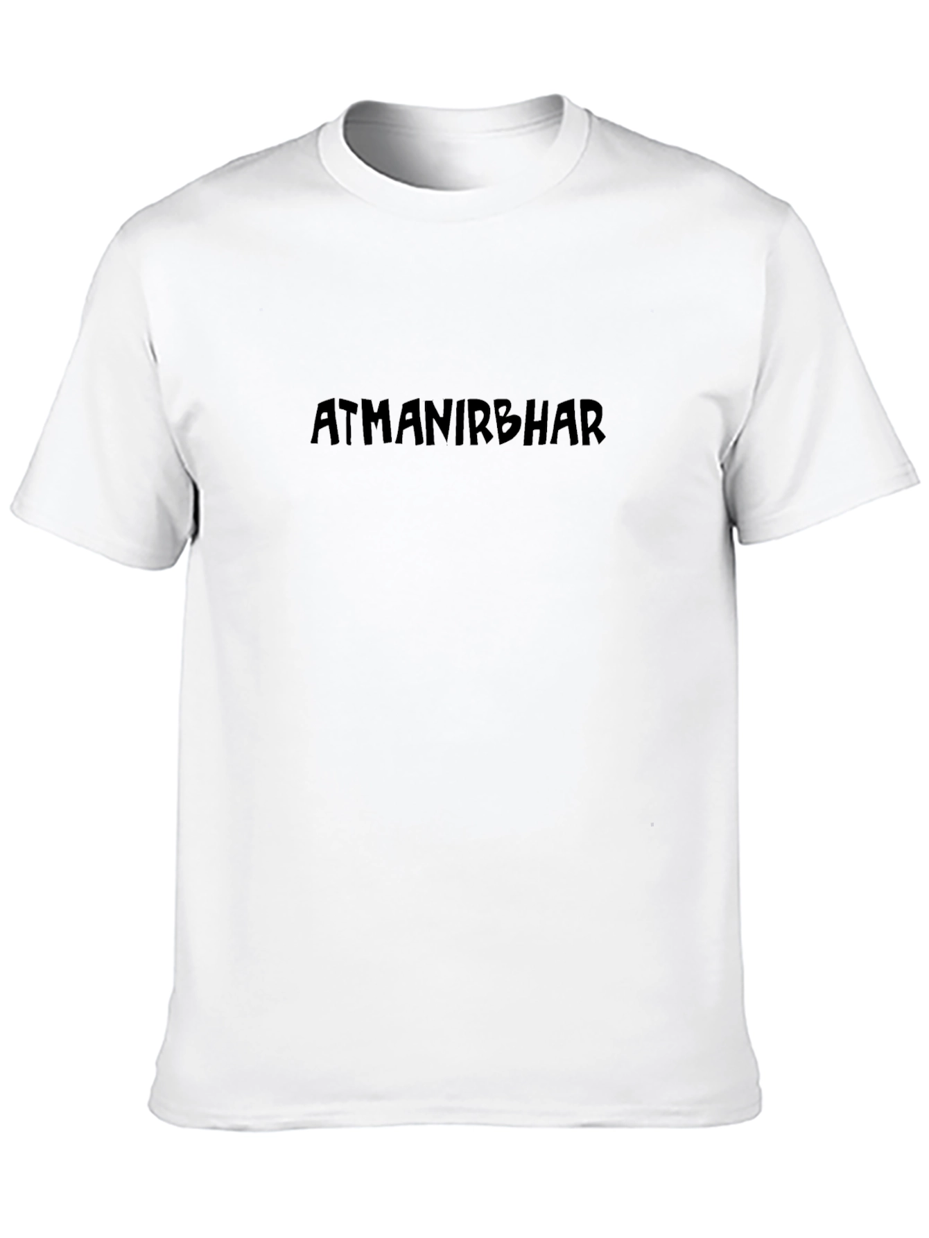 Atmanirbhar Black Cotton Tee - Mens Short Sleeve T-Shirt