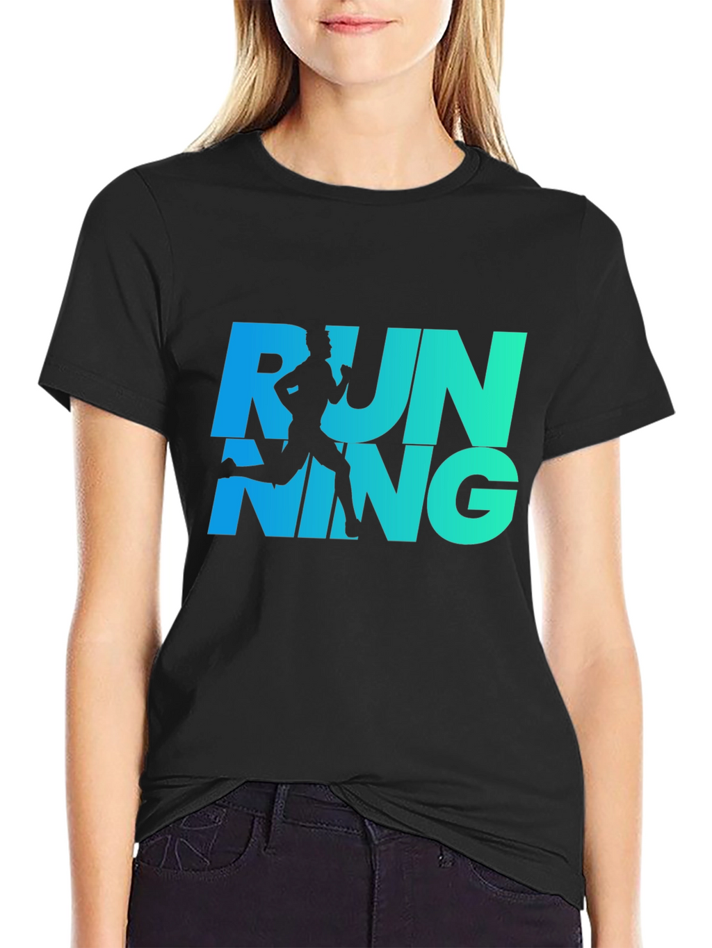 Running Graphic Tee - Cool Blue Gradient Design