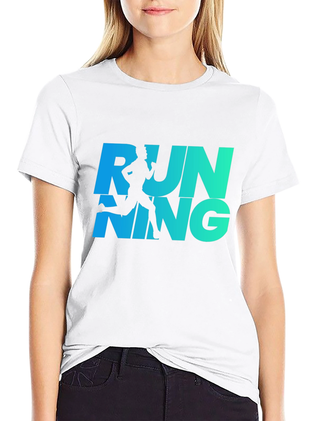 Running Graphic Tee - Cool Blue Gradient Design