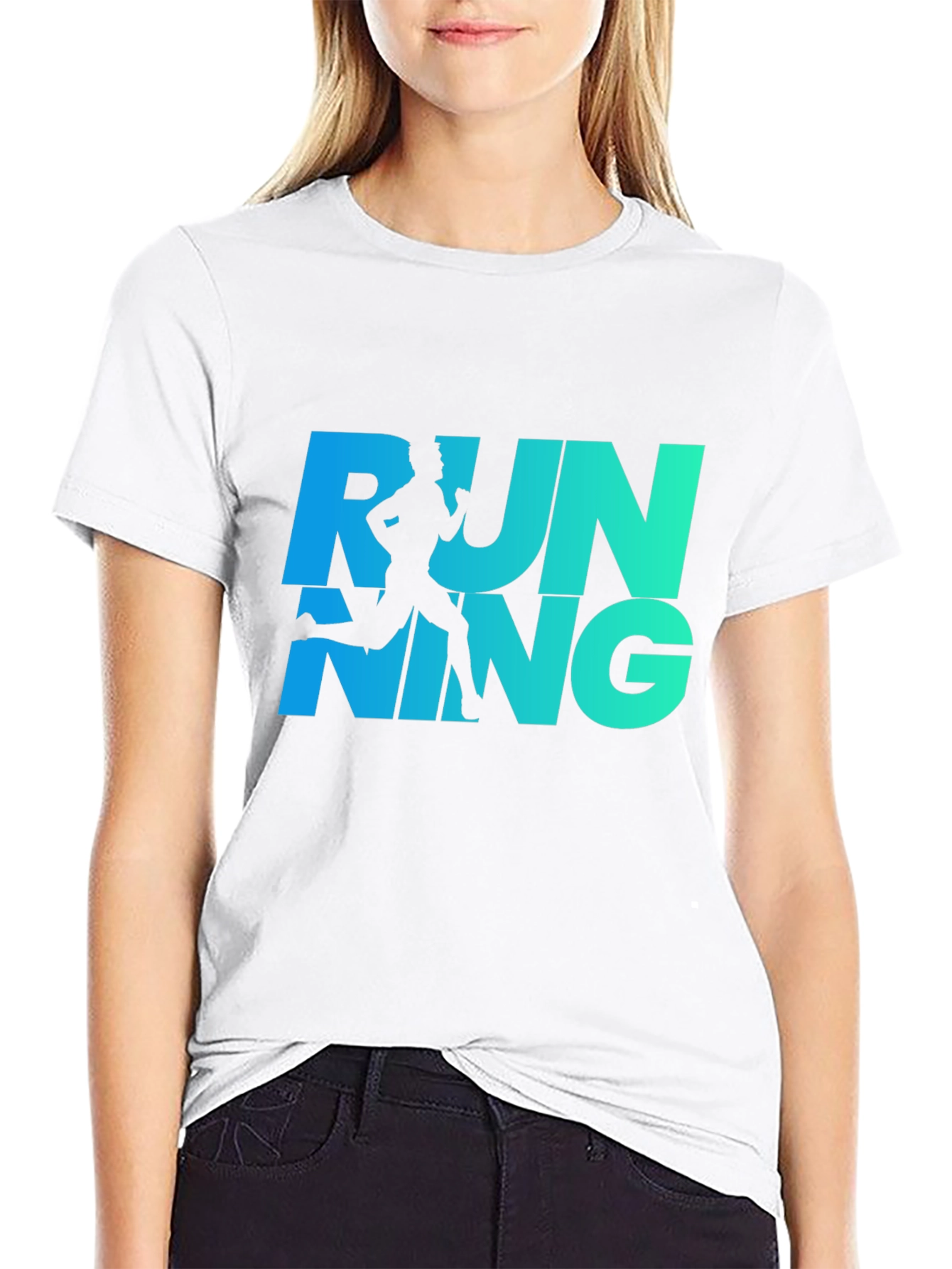 Running Graphic Tee - Cool Blue Gradient Design