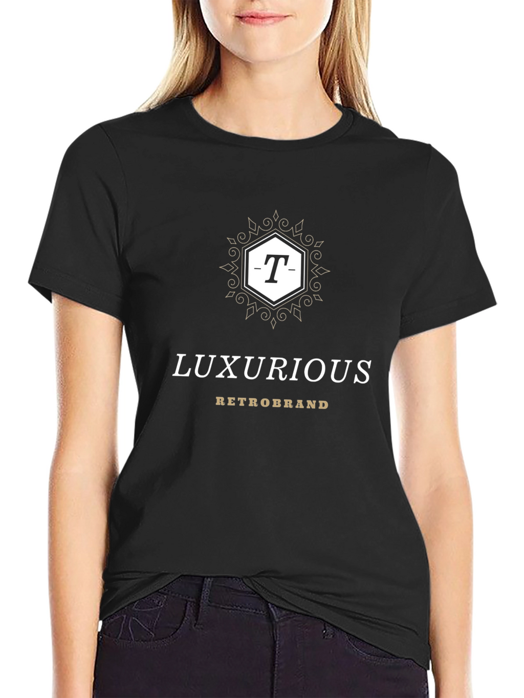 Luxurious Retrobrand Black T-Shirt