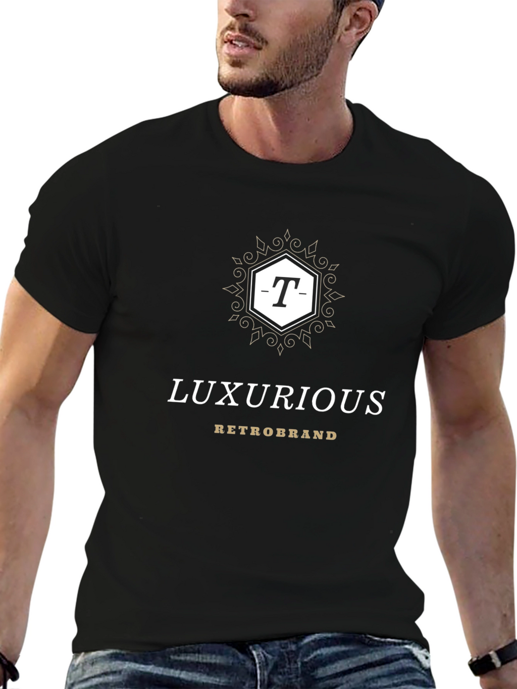 Luxurious Retrobrand Black T-Shirt