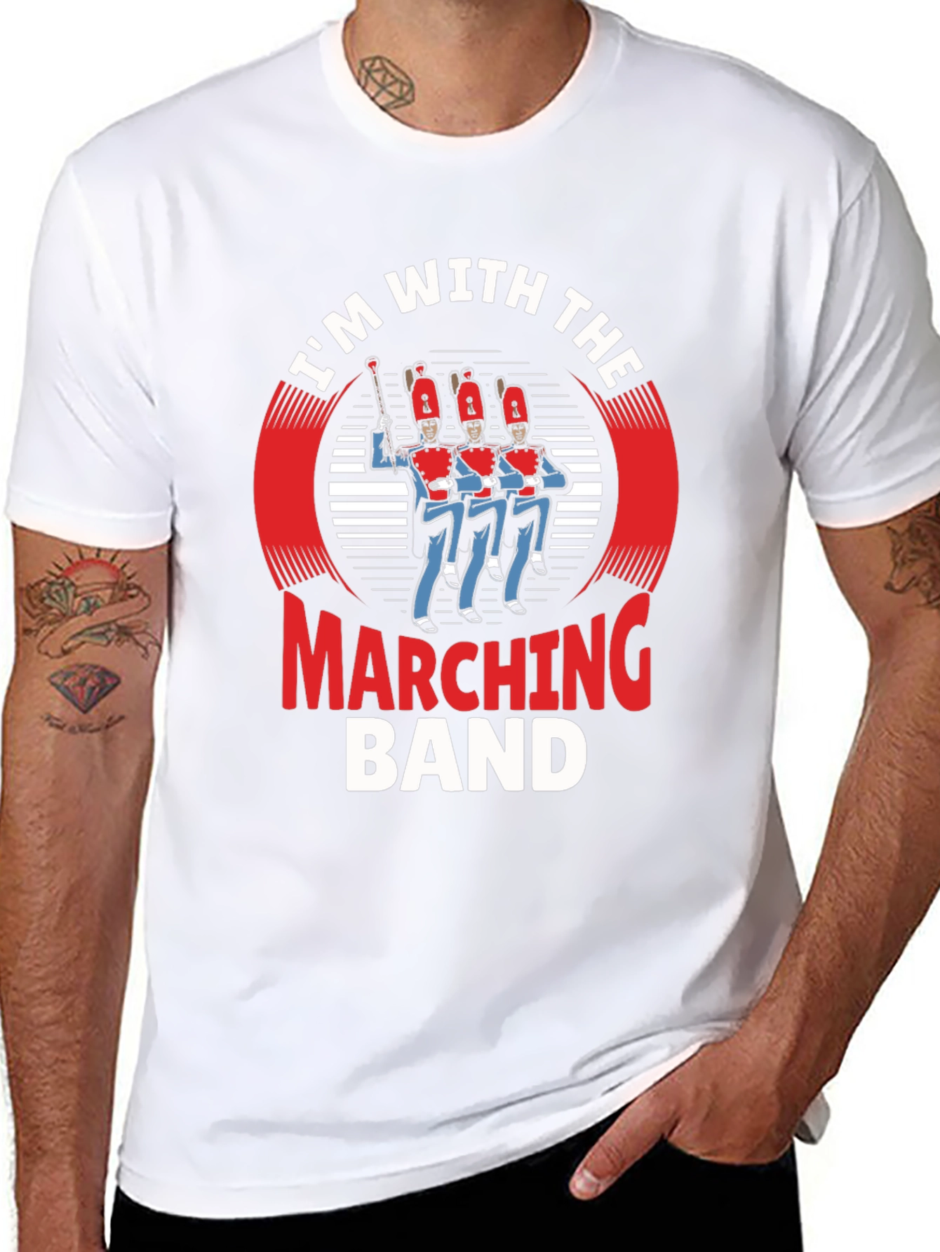 Marching Band Tee - Black Cotton Graphic T-Shirt