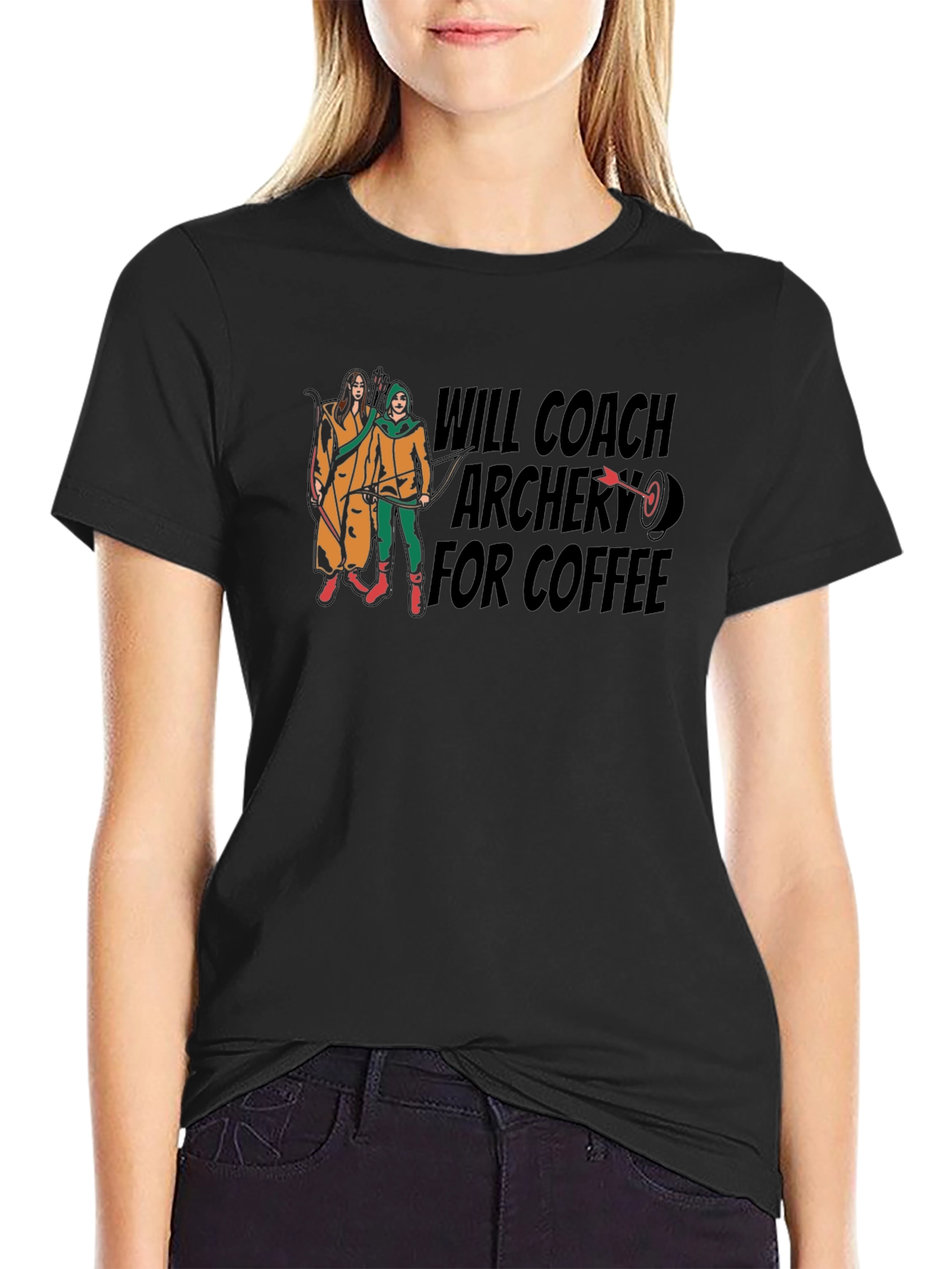 Archery Coach T-Shirt - Will Coach Archery For Coffee