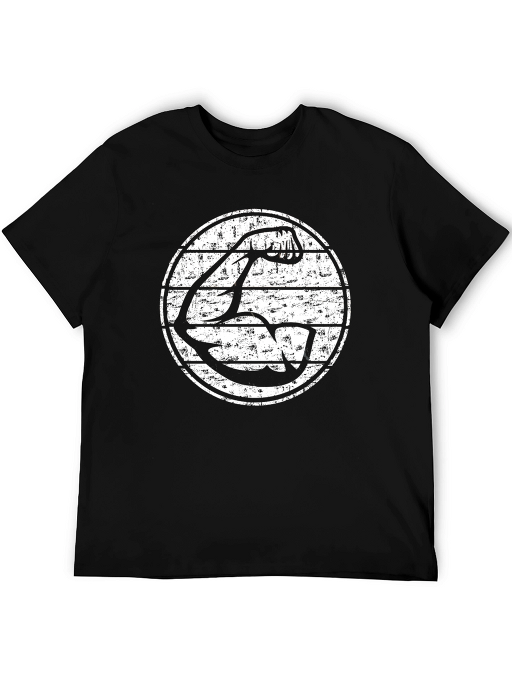 Retro Arm Muscle Tee - Black Graphic T-Shirt