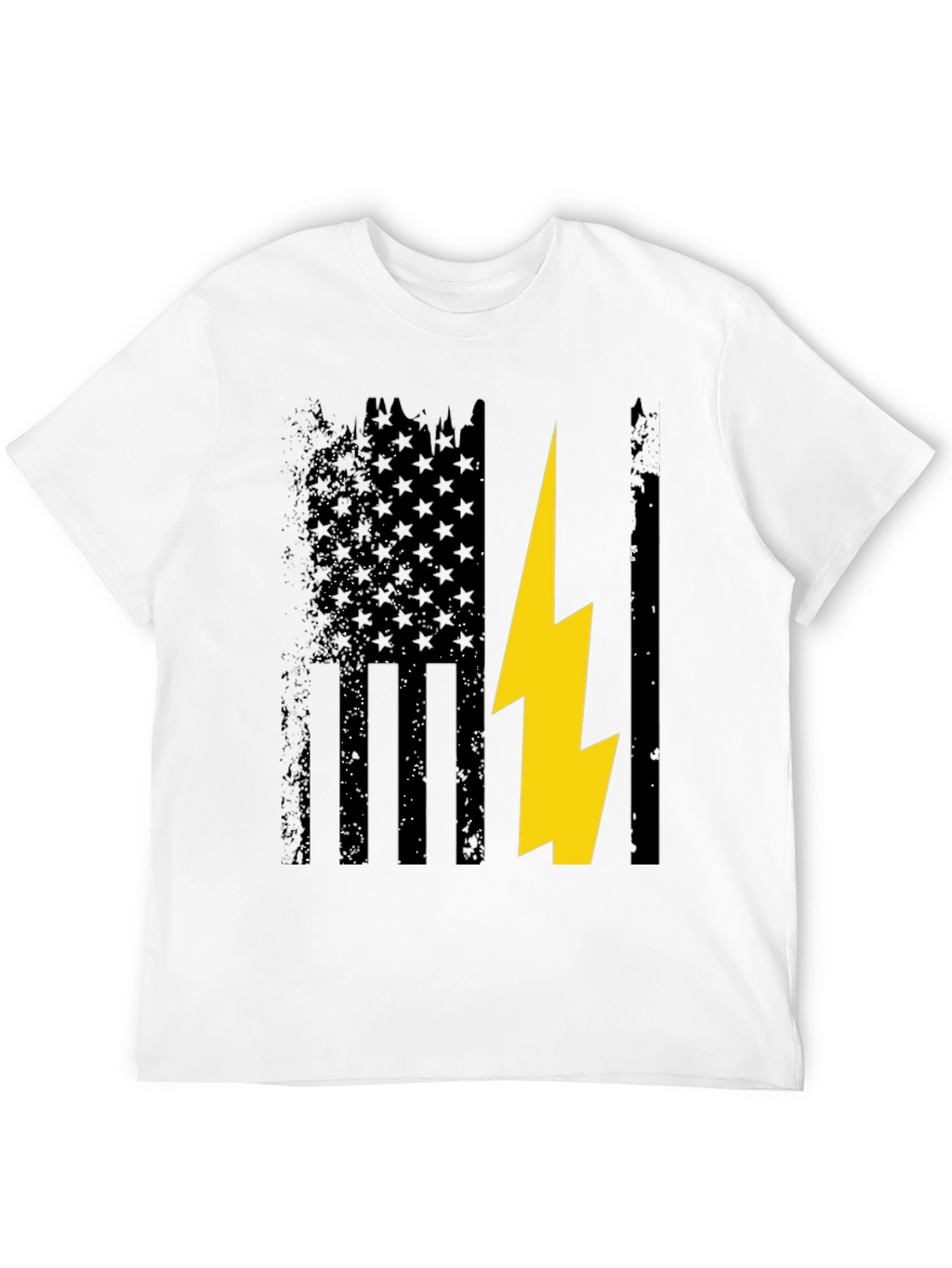 Distressed American Flag with Lightning Bolt T-Shirt