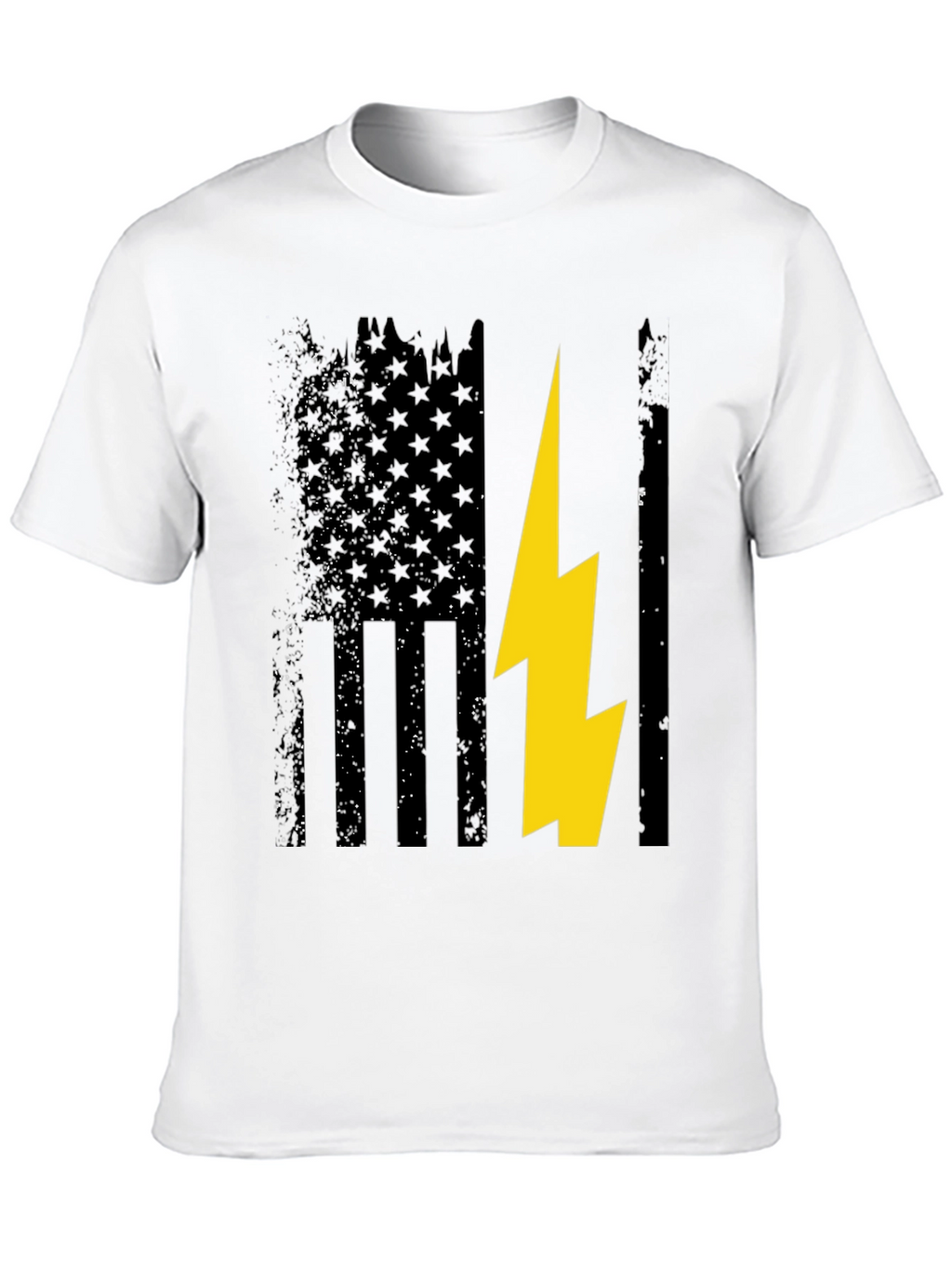 Distressed American Flag with Lightning Bolt T-Shirt