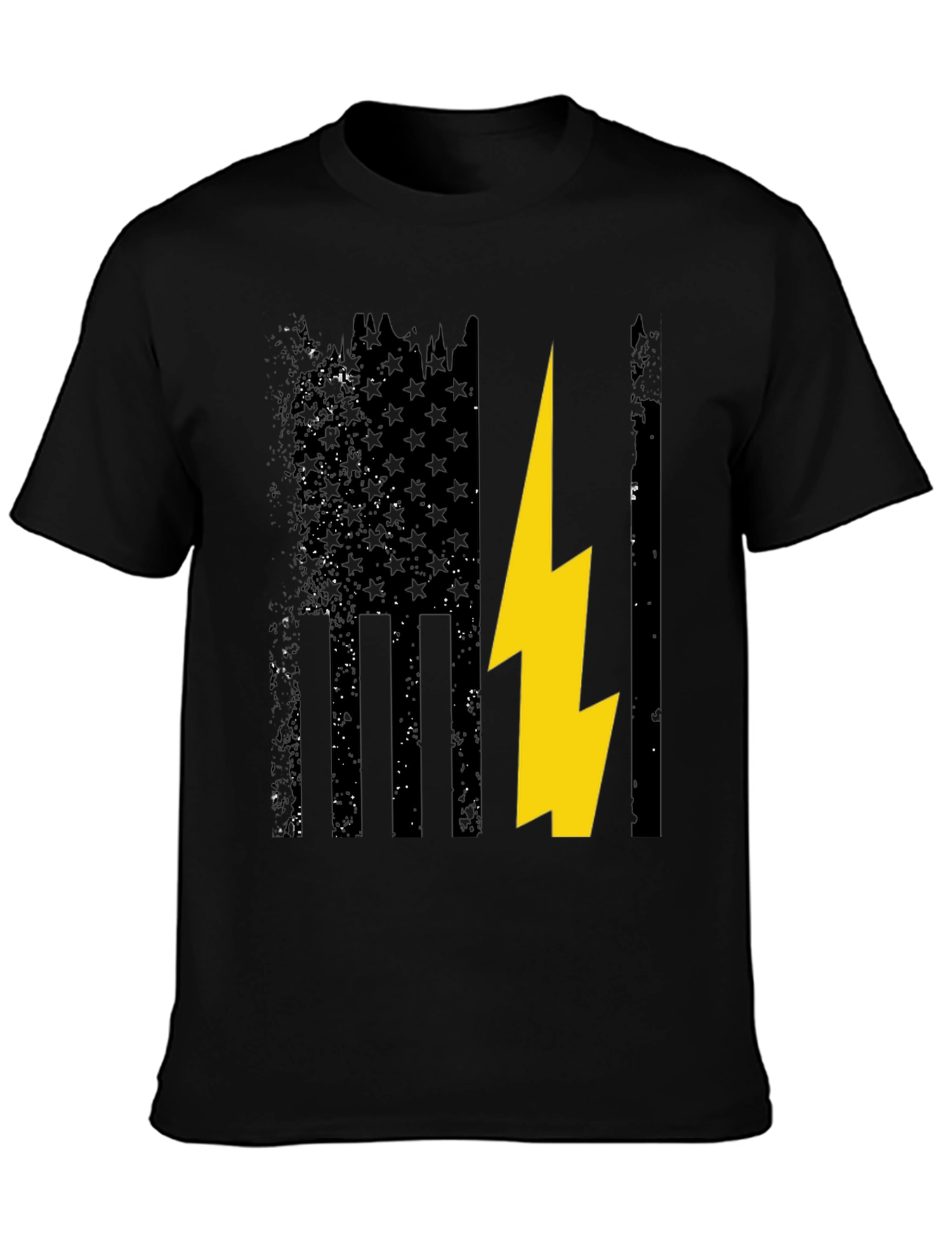 Distressed American Flag with Lightning Bolt T-Shirt