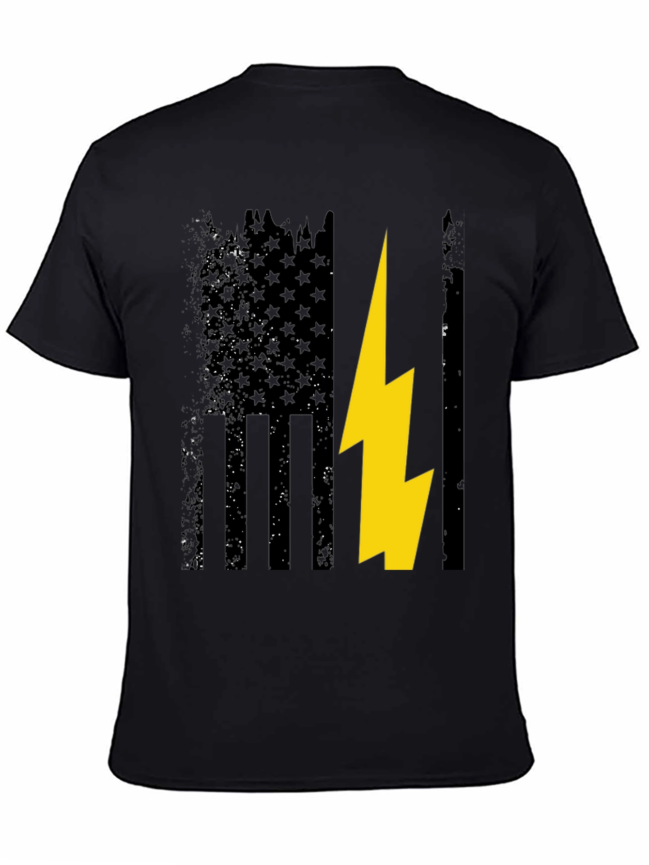 Distressed American Flag with Lightning Bolt T-Shirt