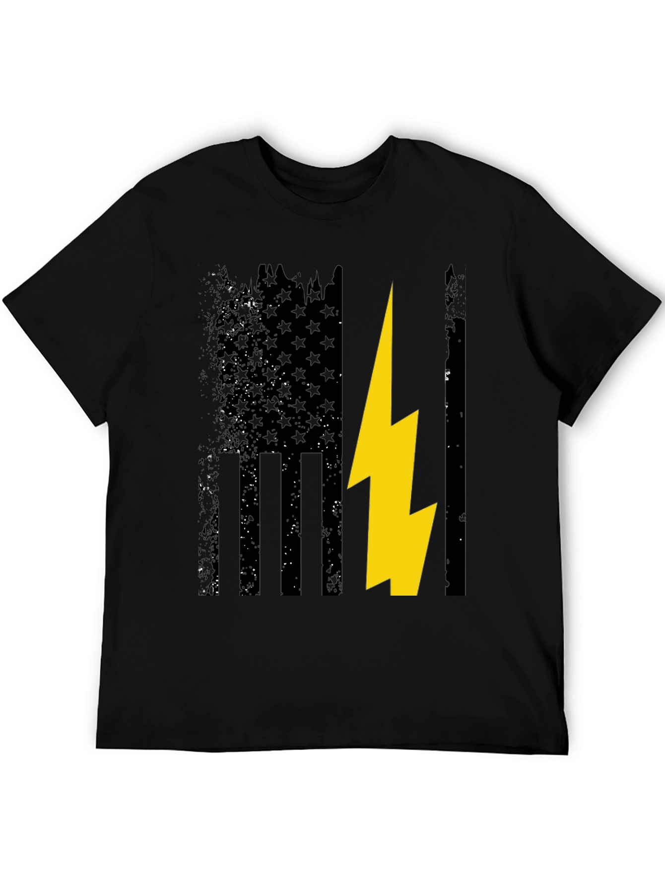 Distressed American Flag with Lightning Bolt T-Shirt