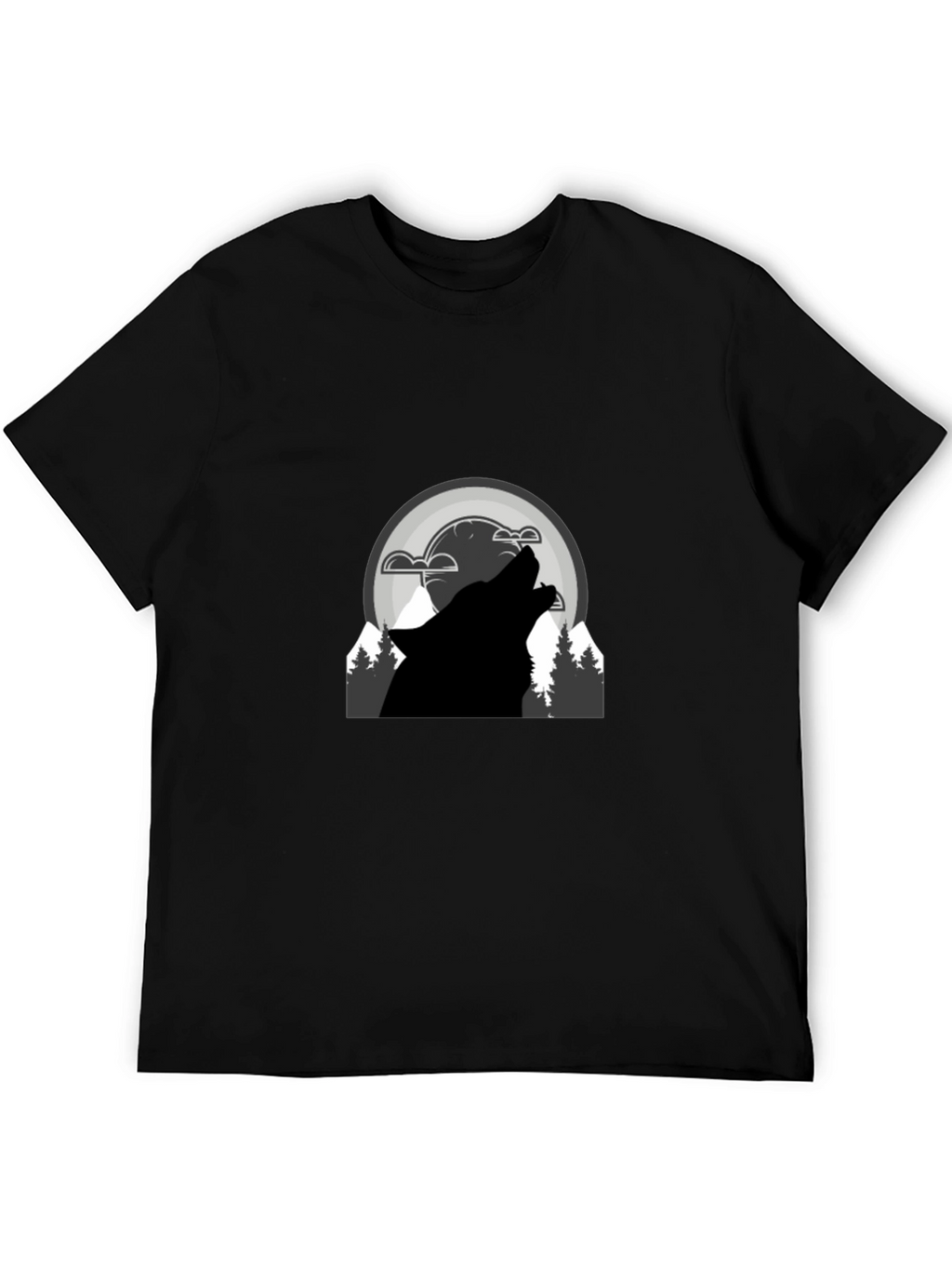 Wolf Howl Graphic T-Shirt - Black Cotton Blend