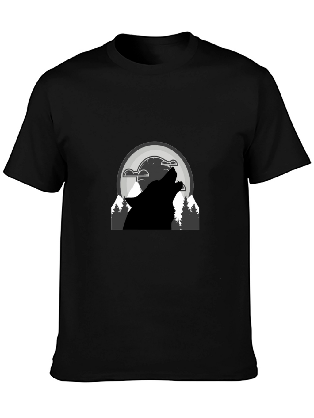 Wolf Howl Graphic T-Shirt - Black Cotton Blend