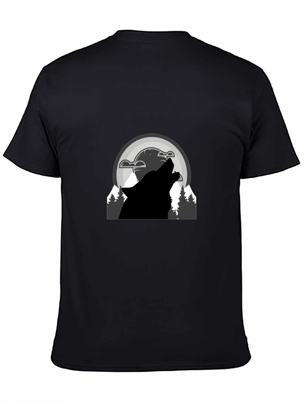 Wolf Howl Graphic T-Shirt - Black Cotton Blend