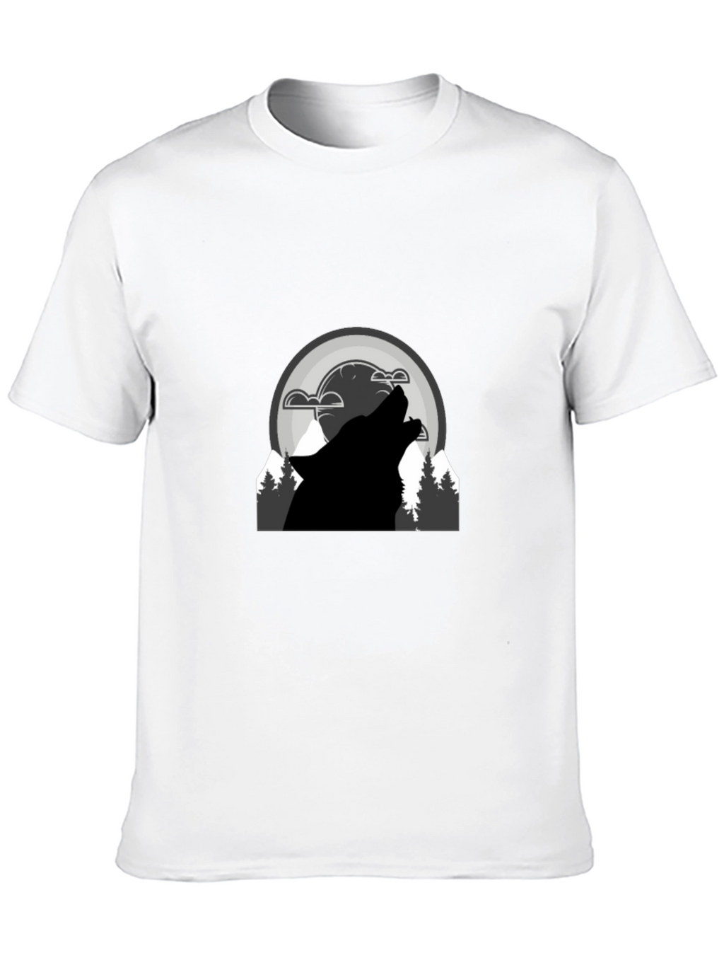 Wolf Howl Graphic T-Shirt - Black Cotton Blend