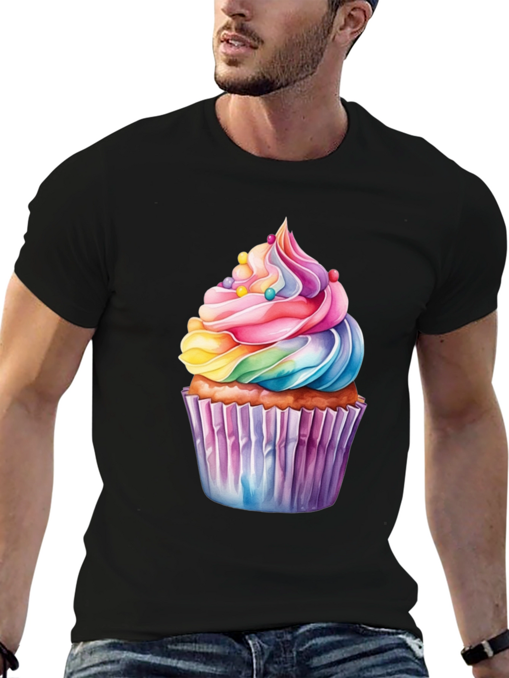 Rainbow Cupcake Graphic T-Shirt