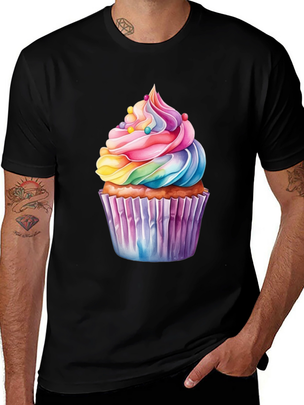 Rainbow Cupcake Graphic T-Shirt