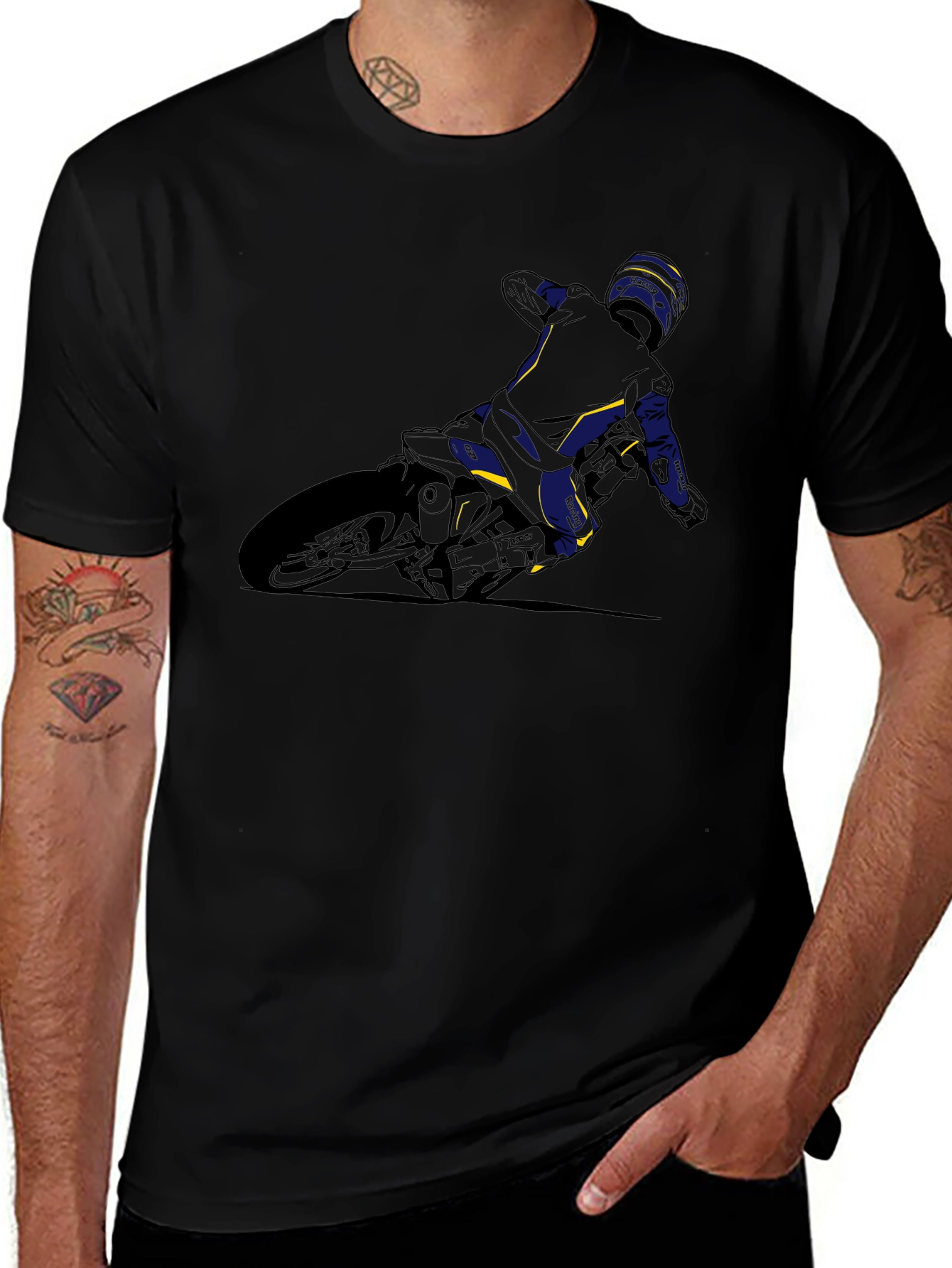 Motorcycle Rider Graphic Tee - Black