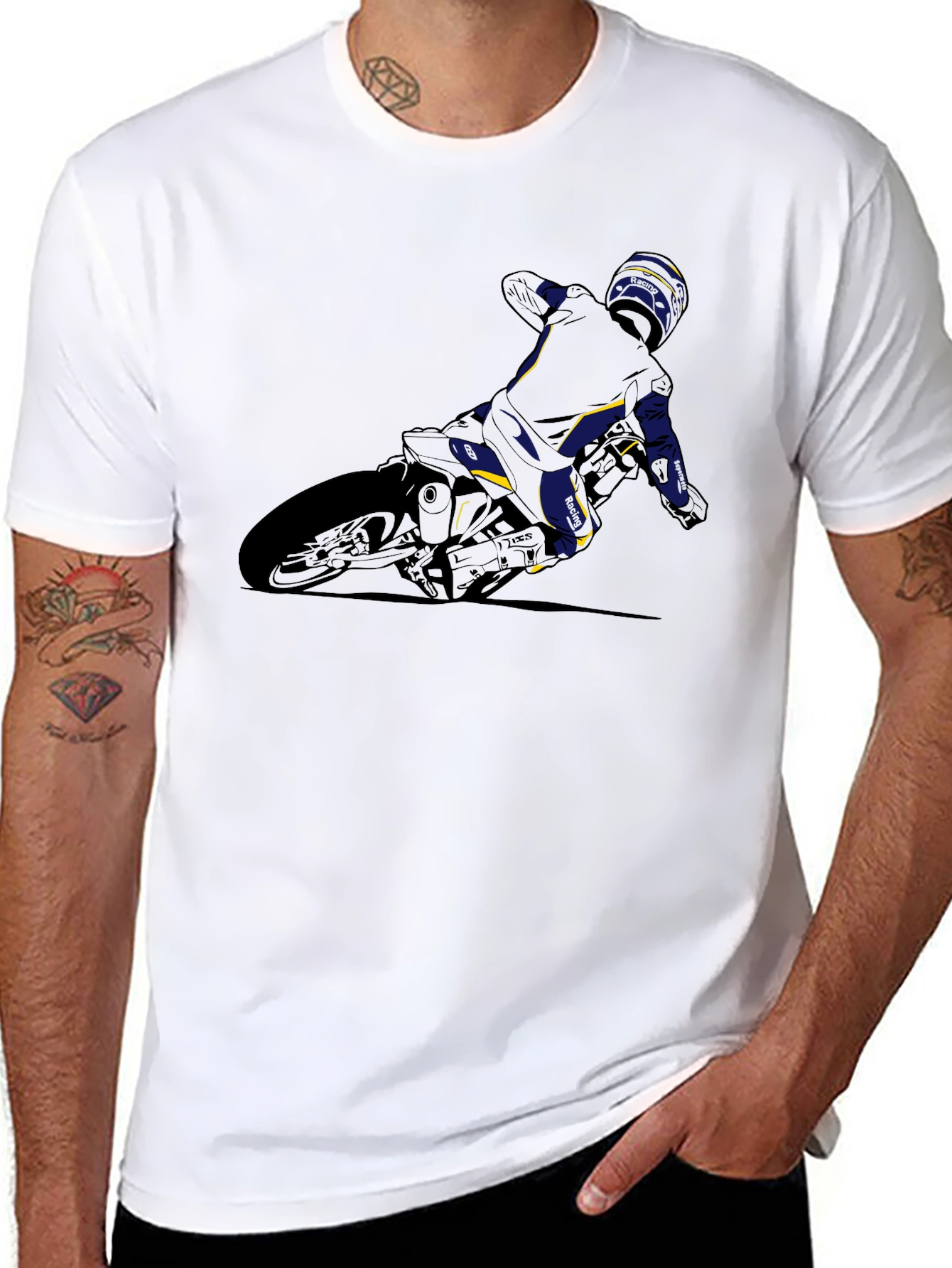 Motorcycle Rider Graphic Tee - Black