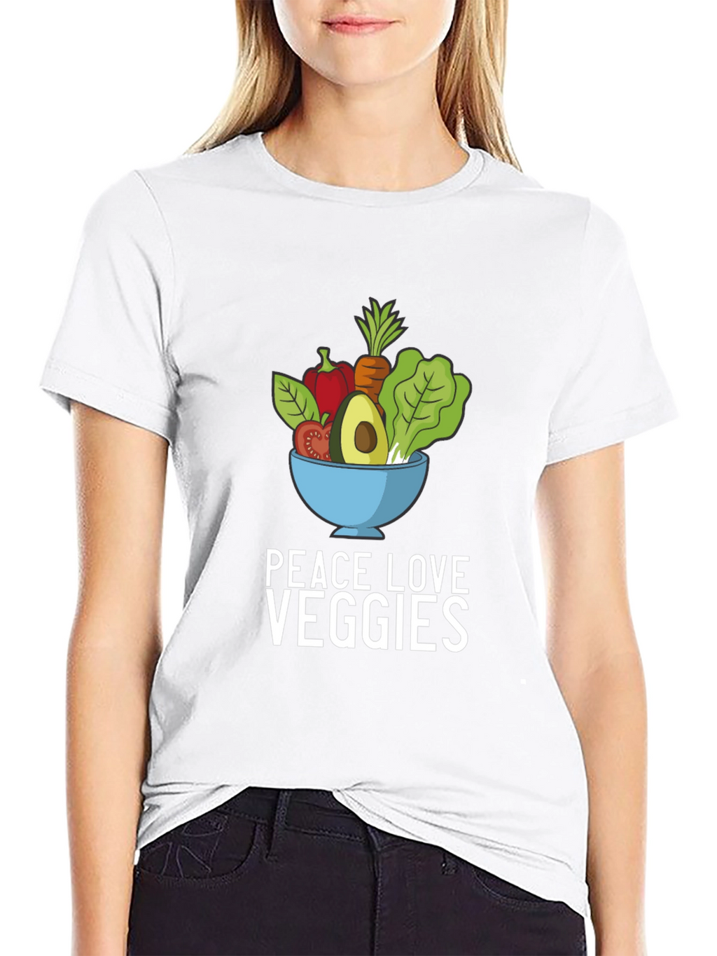 Peace Love Veggies Graphic Tee - Black T-Shirt