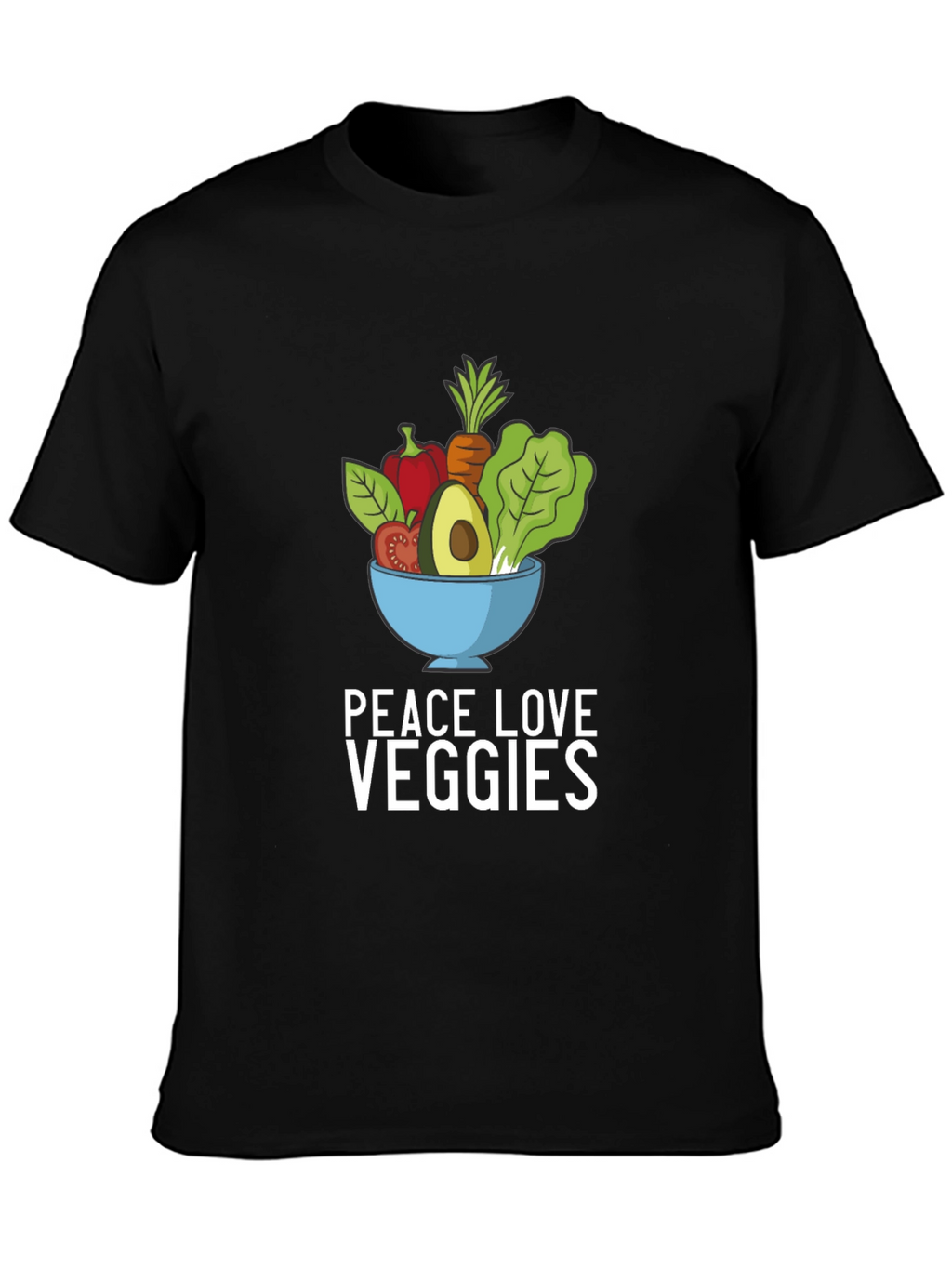Peace Love Veggies Graphic Tee - Black T-Shirt