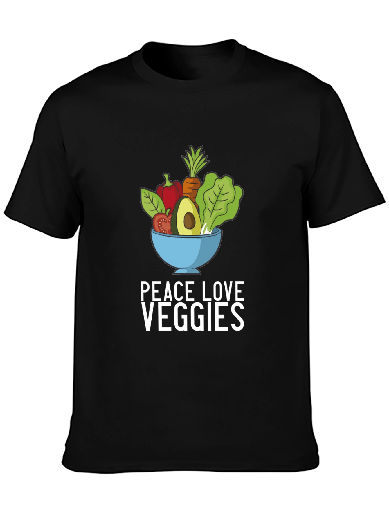 Peace Love Veggies Graphic Tee - Black T-Shirt
