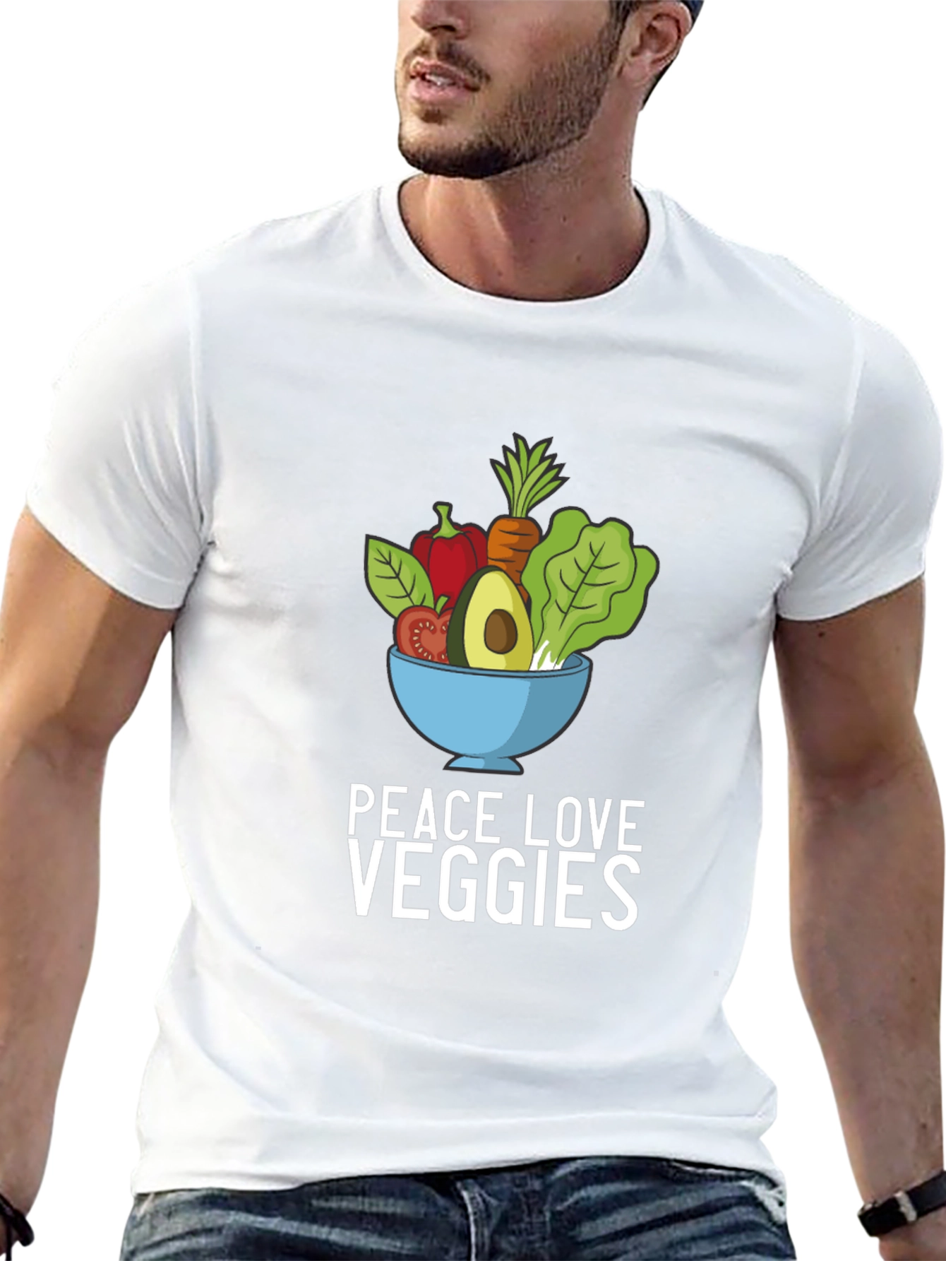 Peace Love Veggies Graphic Tee - Black T-Shirt