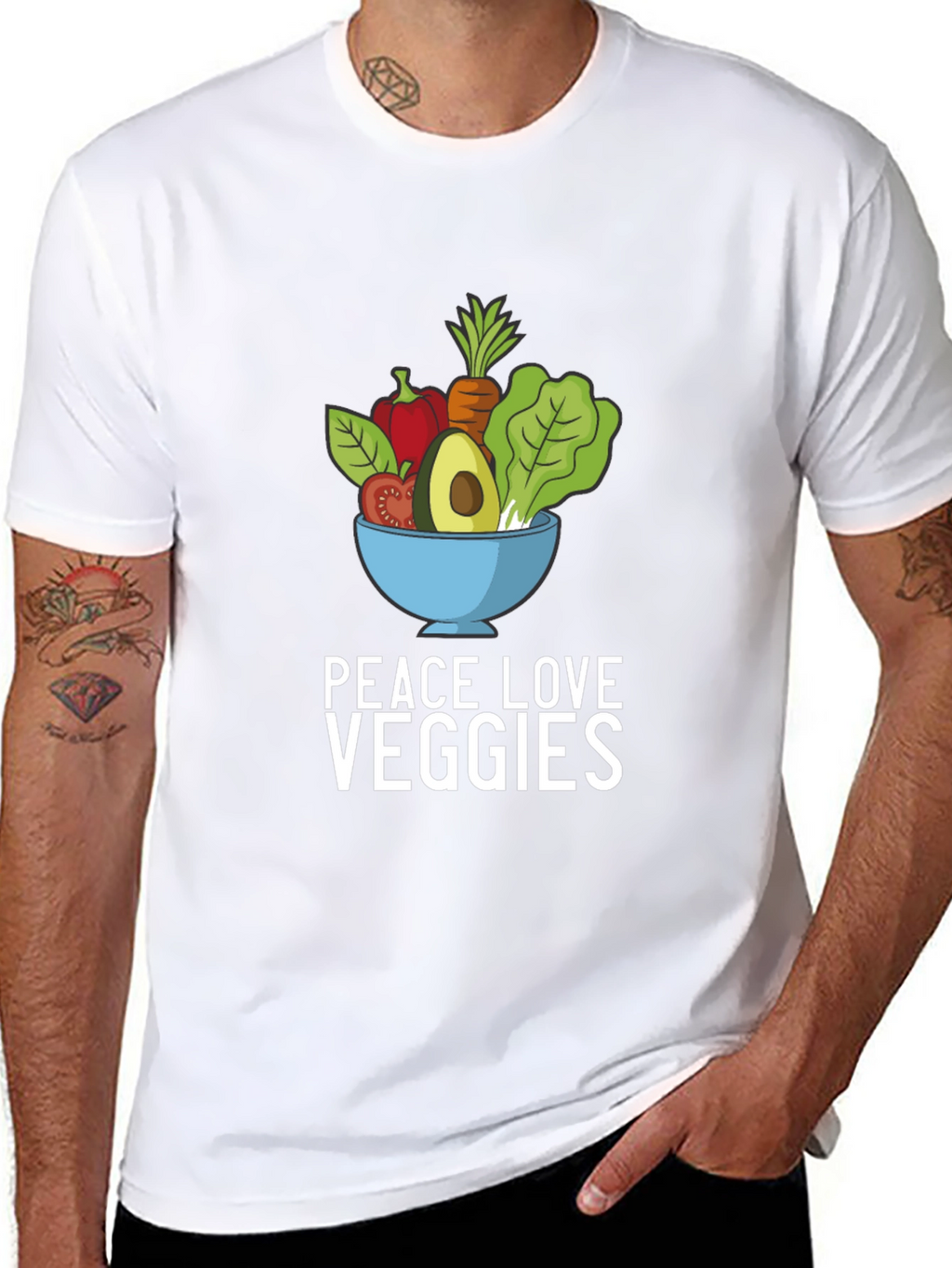 Peace Love Veggies Graphic Tee - Black T-Shirt