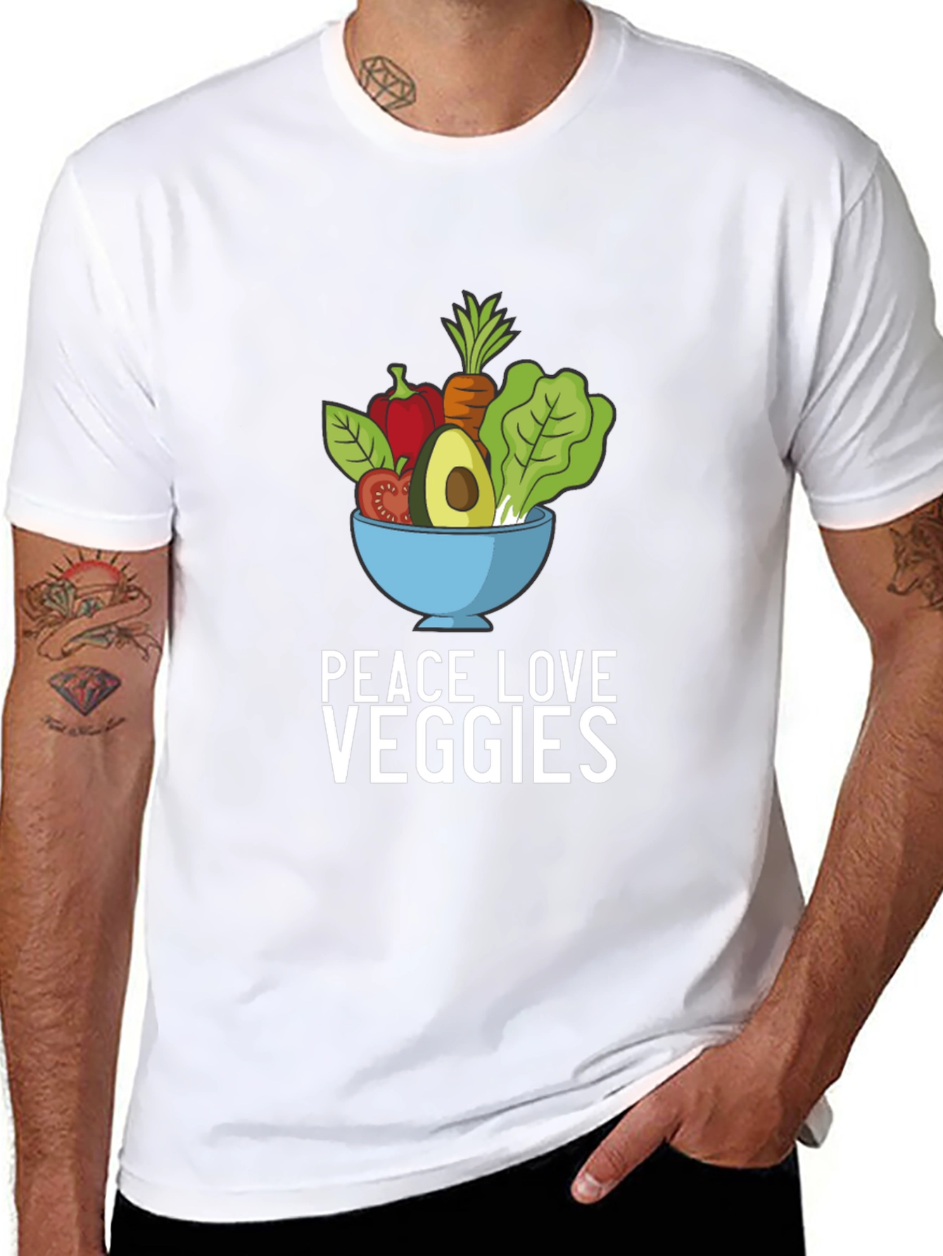 Peace Love Veggies Graphic Tee - Black T-Shirt