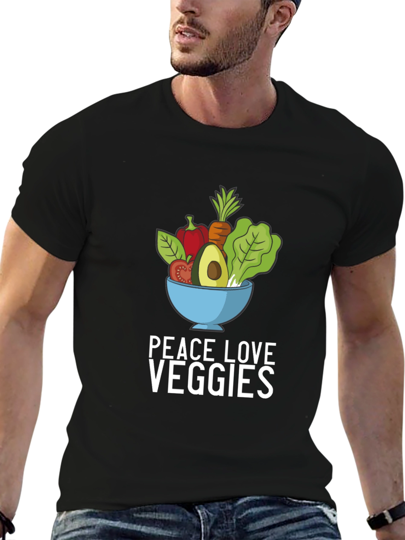 Peace Love Veggies Graphic Tee - Black T-Shirt