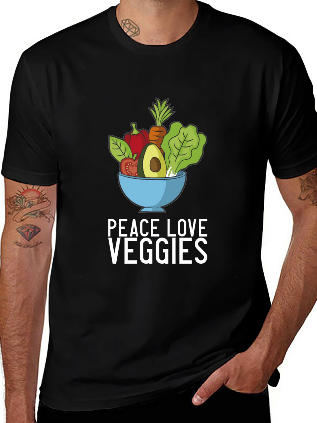 Peace Love Veggies Graphic Tee - Black T-Shirt