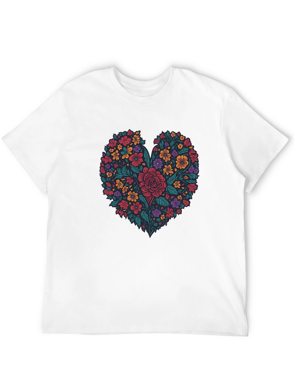 Floral Heart Graphic T-Shirt - Mens Black Tee