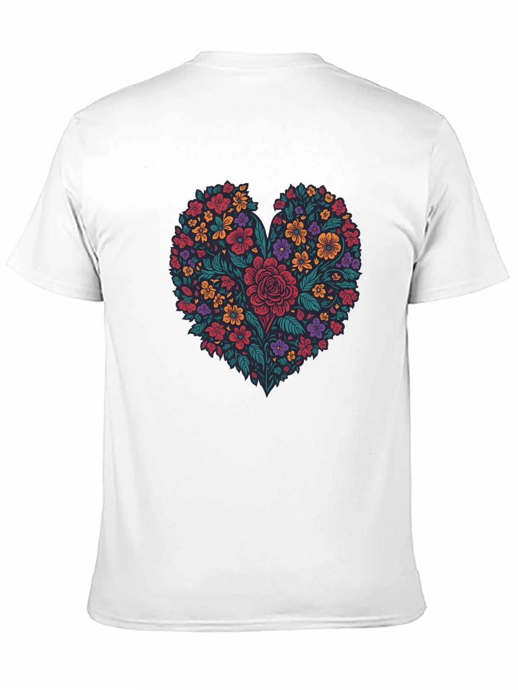 Floral Heart Graphic T-Shirt - Mens Black Tee
